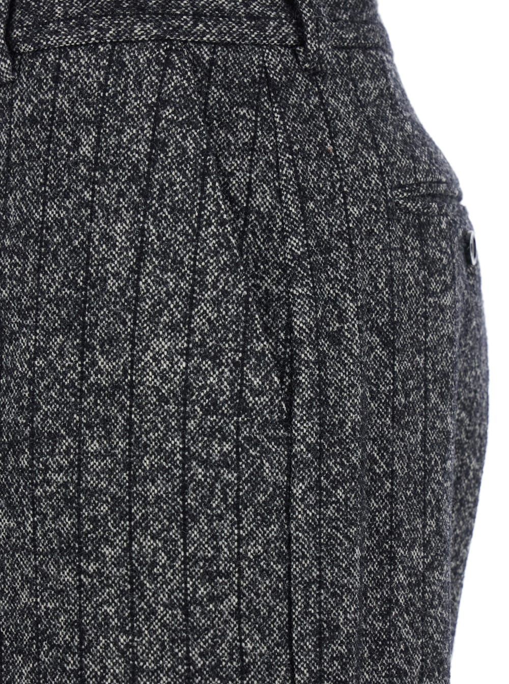 Dolce & Gabbana Wool Trousers With Textured Fabric And Pockets In Gray