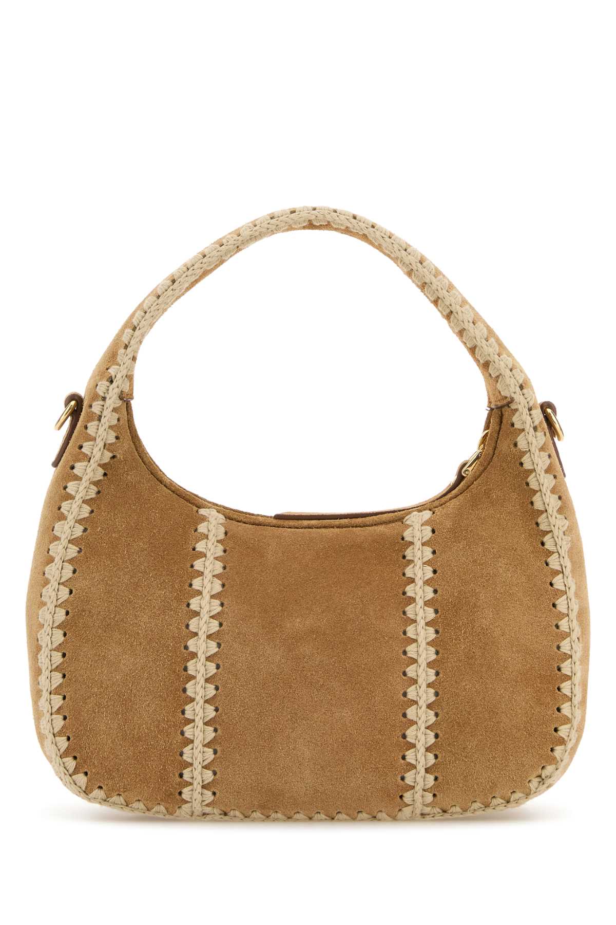 Miu Miu Beige Suede Handbag In Brown