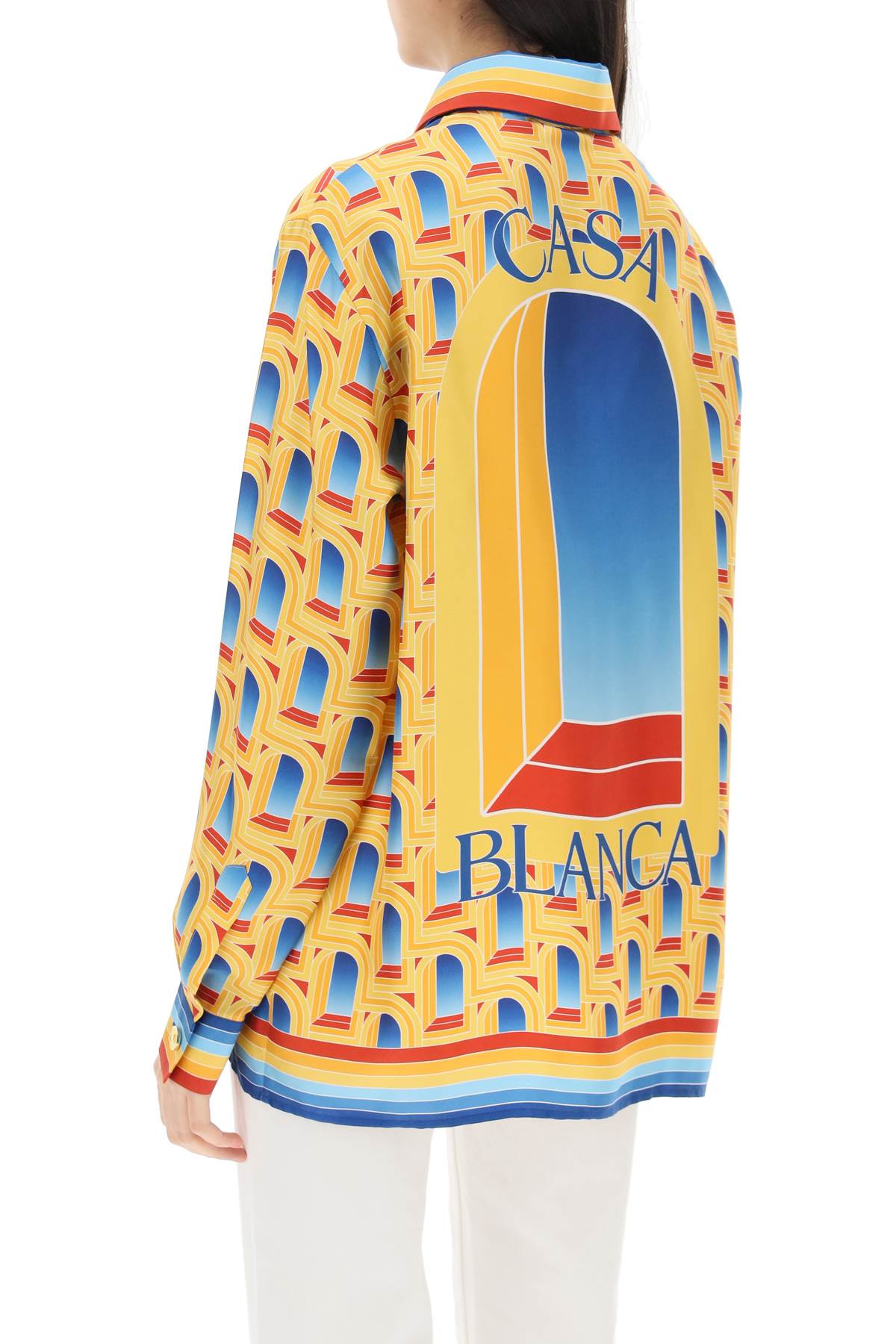 Shop Casablanca Arche De Jour Long-sleeved Shirt In L Arche De Jour (blue)