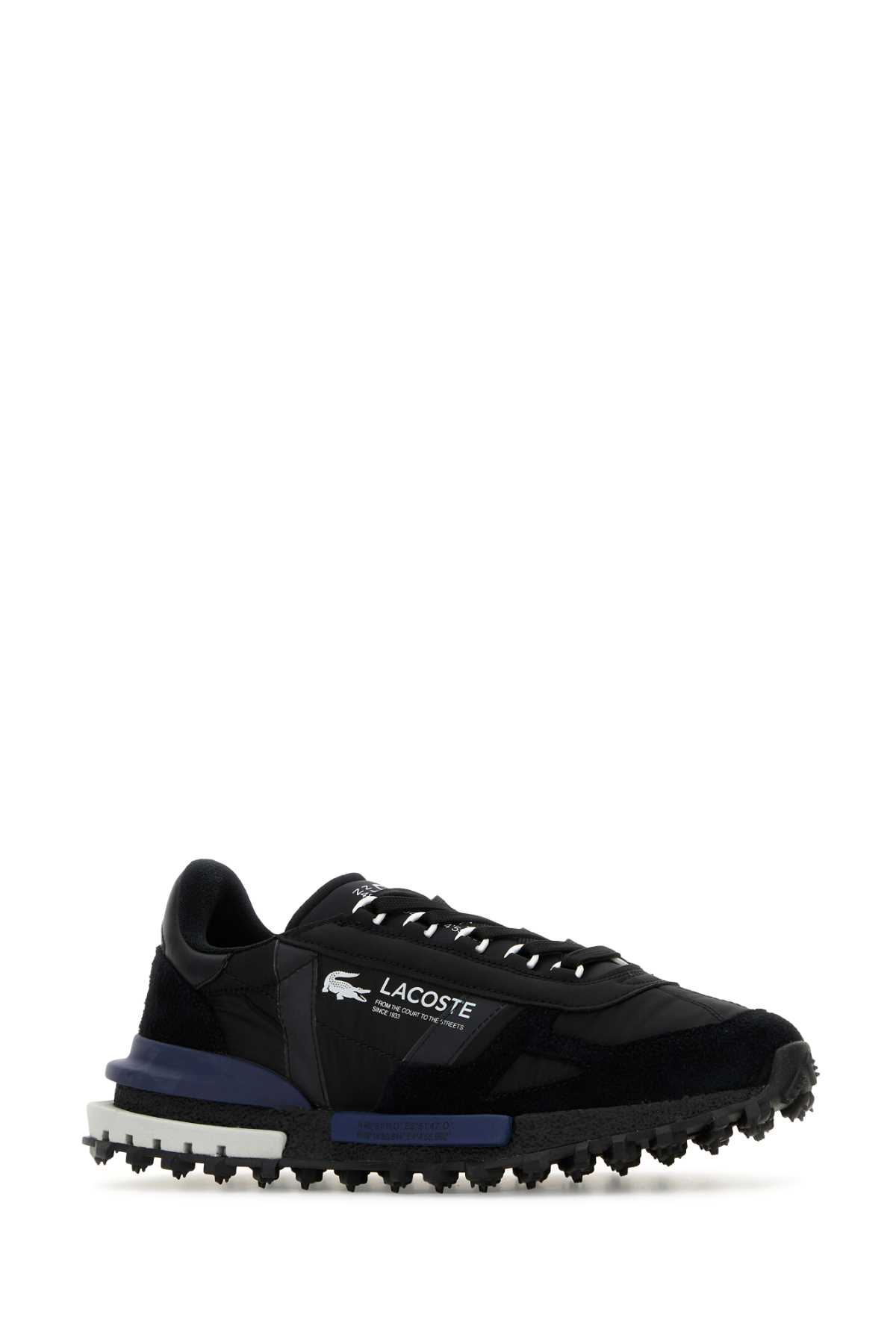 Shop Lacoste Black Fabric And Suede Elite Active Sneakers In 075