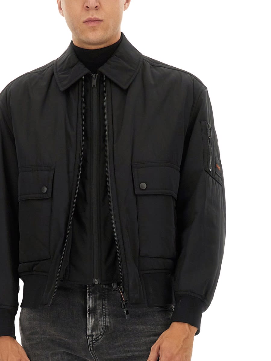 Hugo Boss Boss Bomber Jacket With Removable Lining In Black