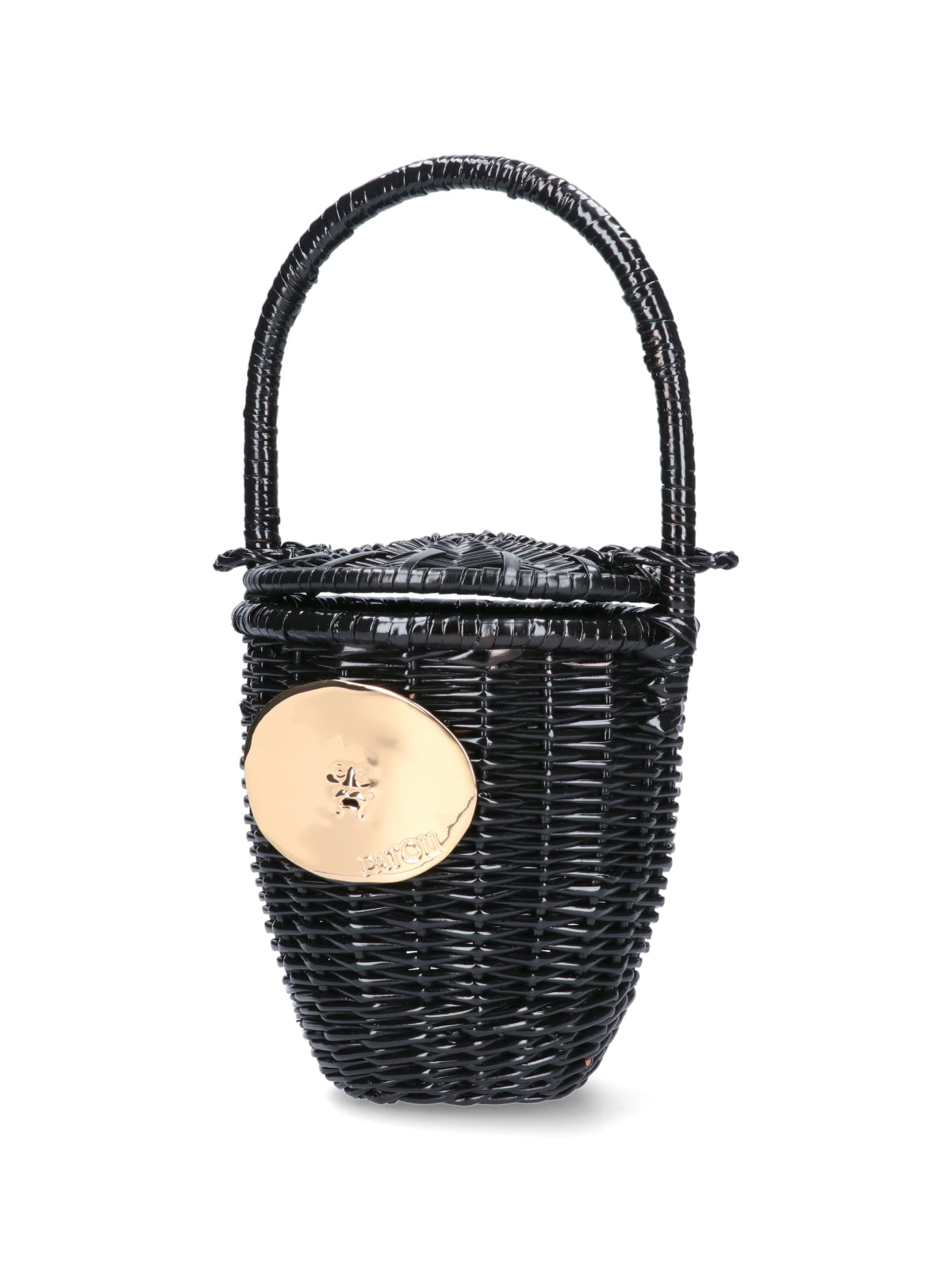 Shop Patou Wicker Bucket Bag In Black