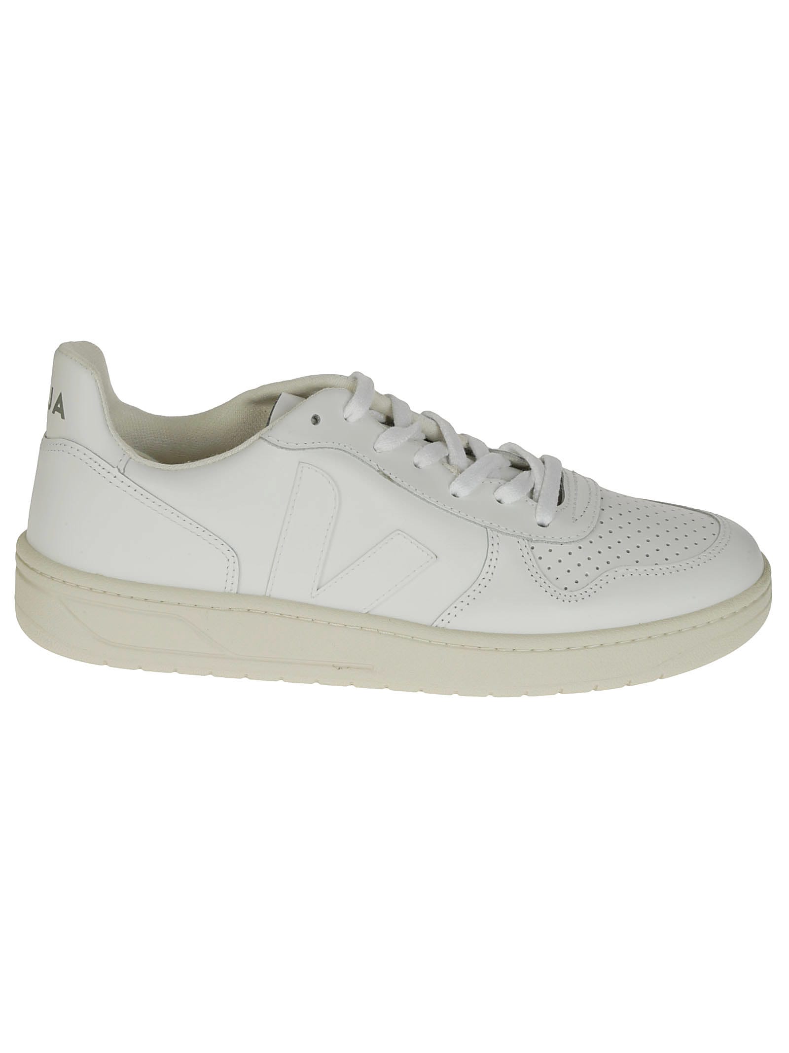 Veja Logo Detail Perforated Sneakers In Bianco