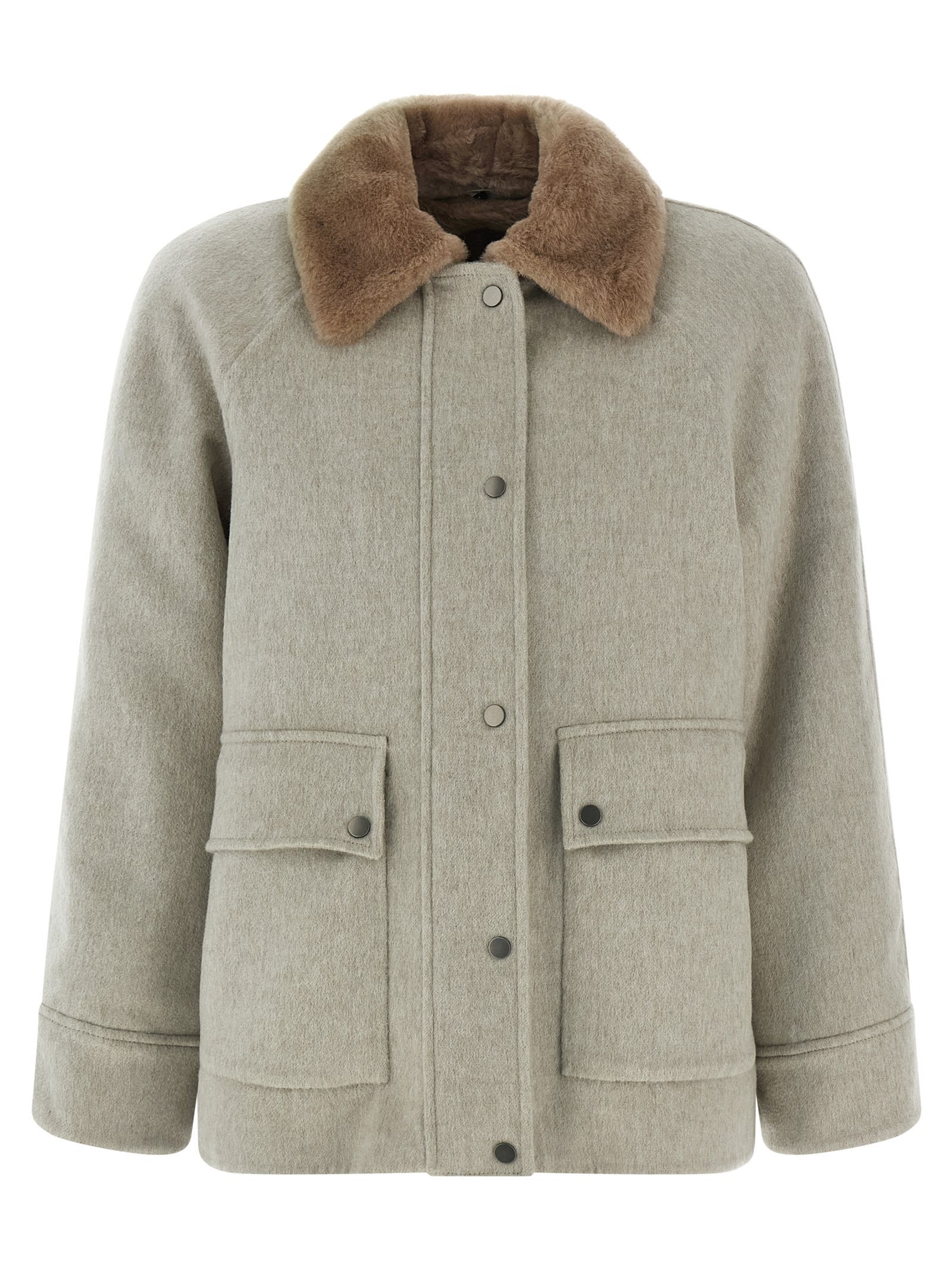 Brunello Cucinelli Sheepskin Insert Jacket In Sand