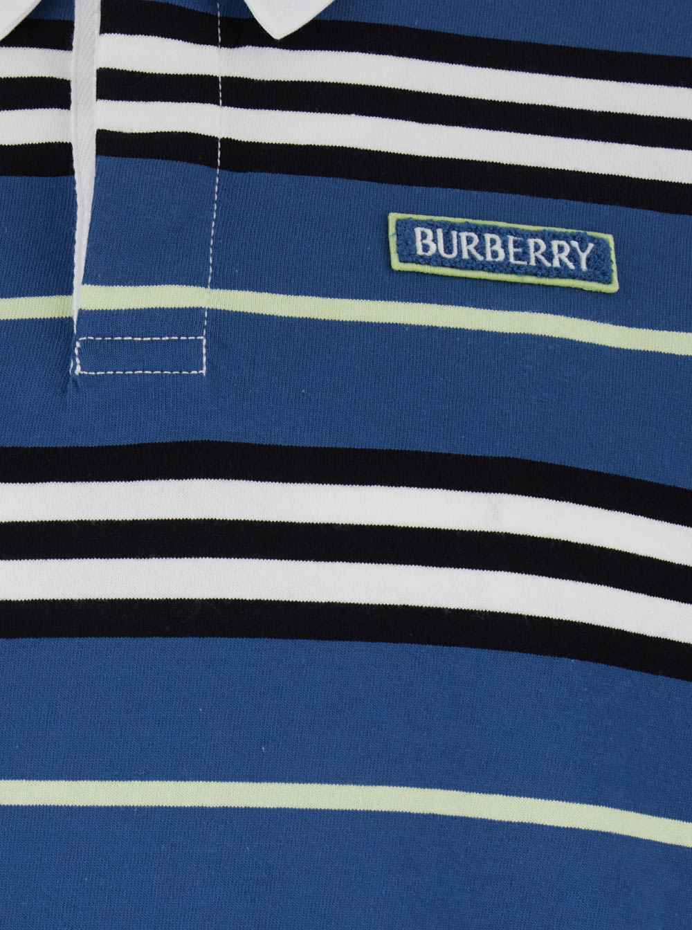 Shop Burberry Multicolor Polo Shirt With Logo Patch On The Front And All-over Striped Motif In Cotton Man