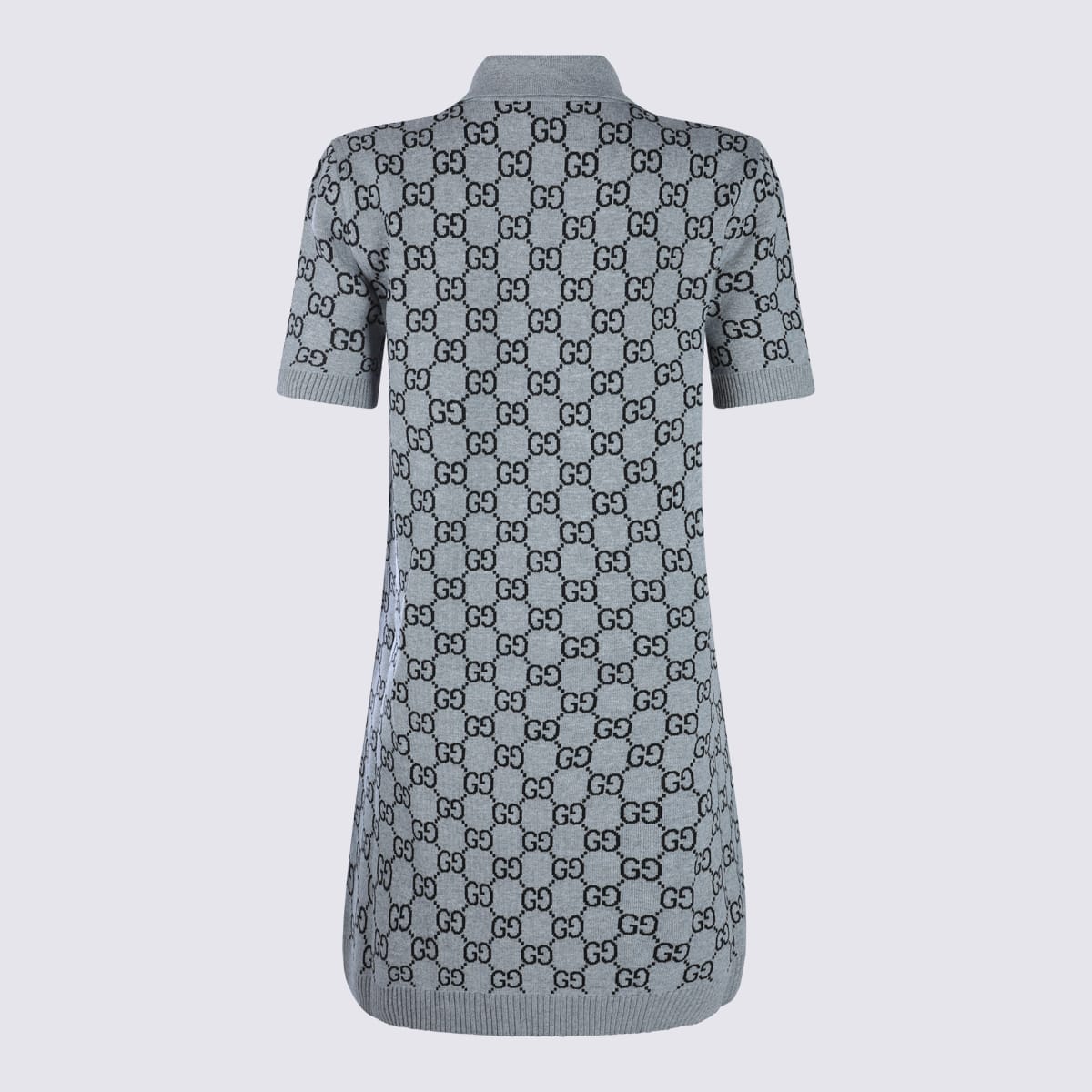 Gucci Grey And Blue Wool Mini Dress In Multi
