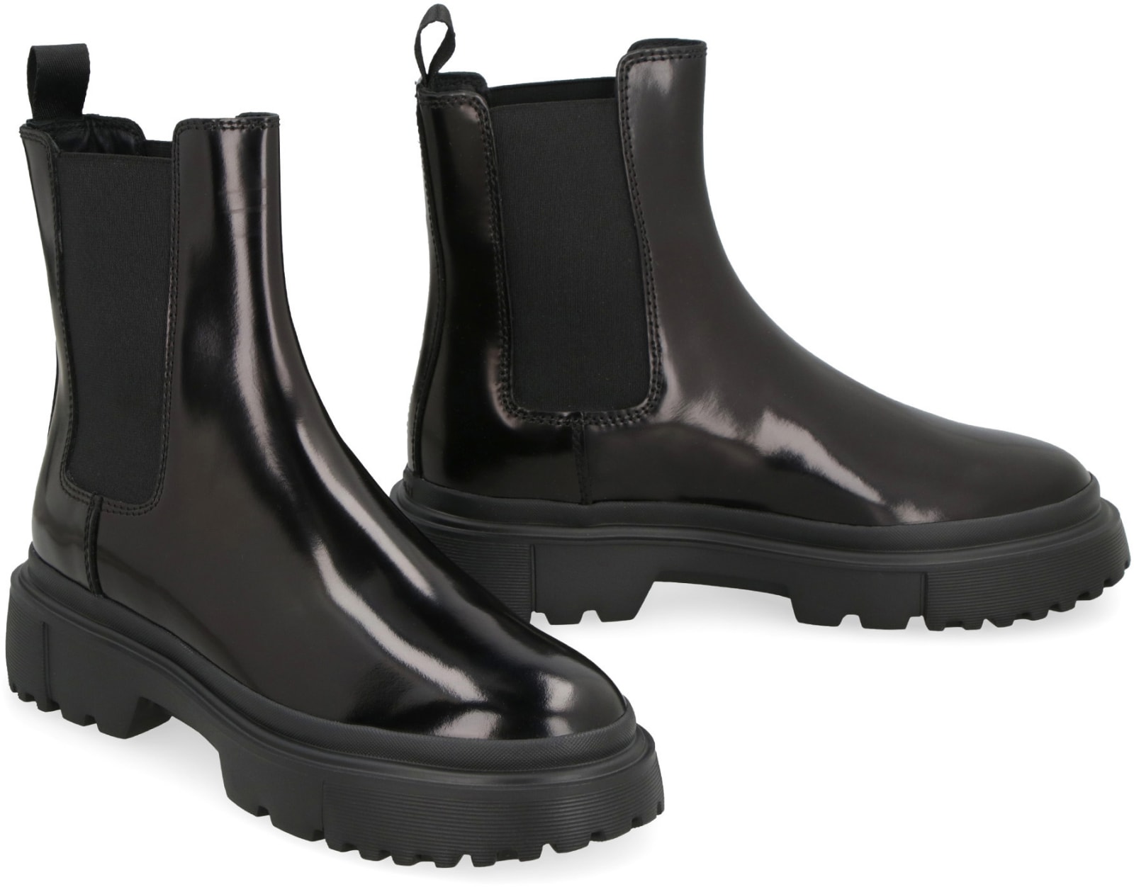 Shop Hogan H619 Leather Chelsea Boots In Nero