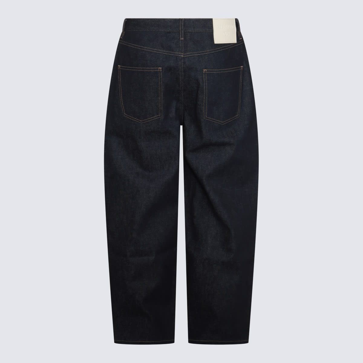 Shop Valentino Dark Blue Cotton Denim Jeans