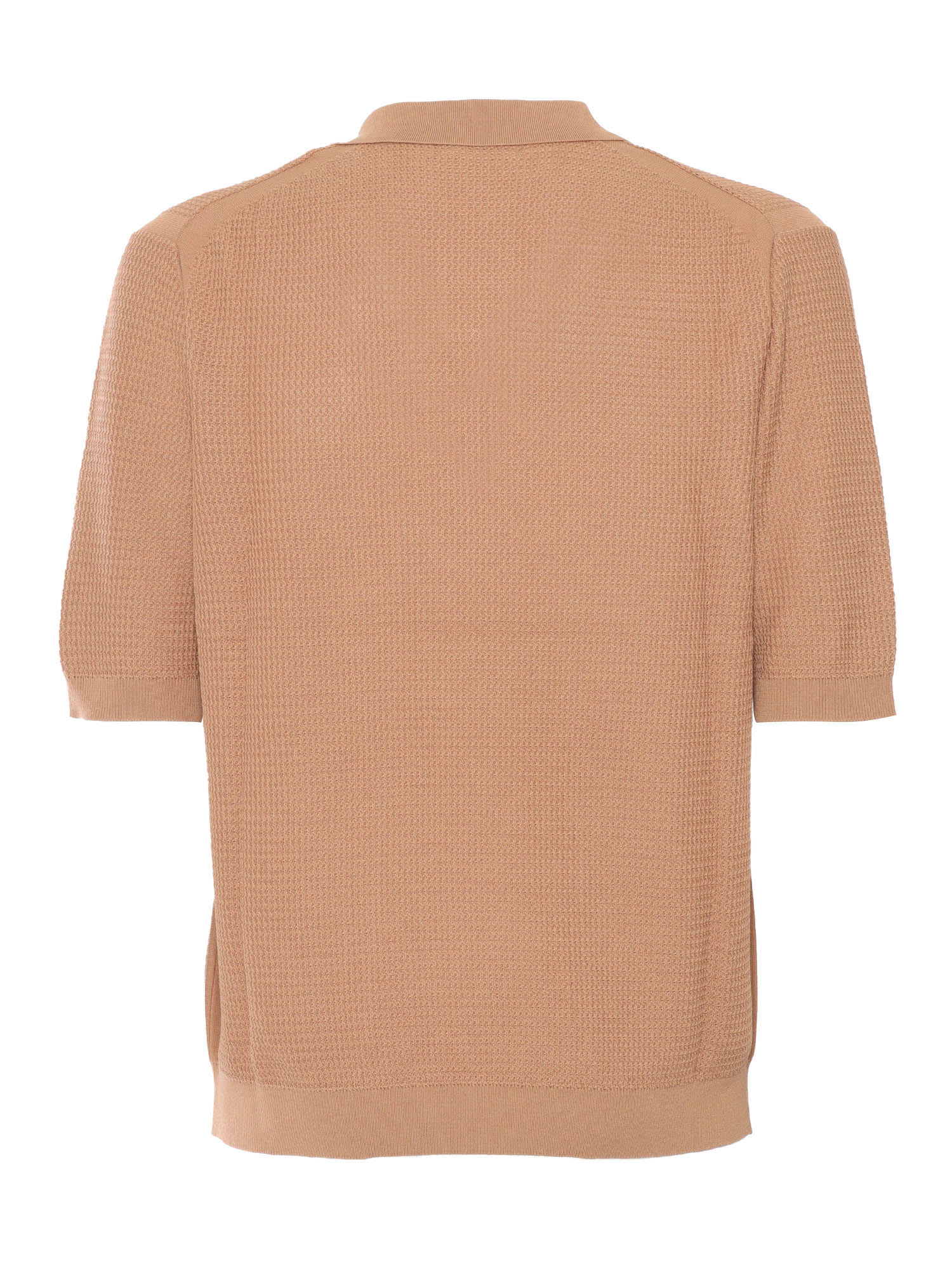 Ballantyne Textured Knit Short-sleeved Polo In Brown