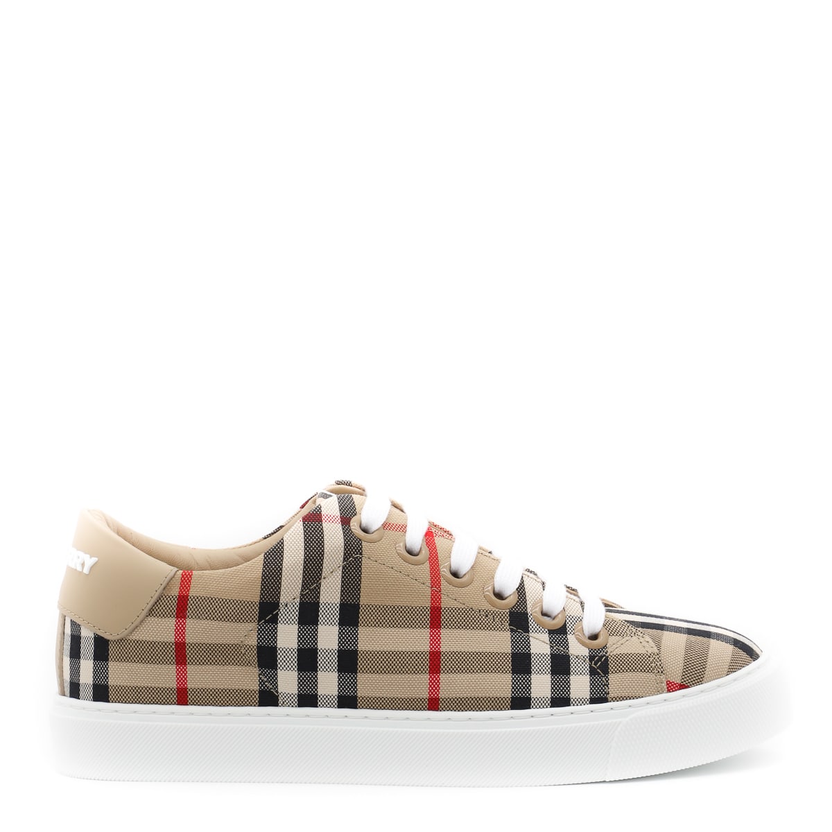 Burberry Archive Beige Canvas And Leather Sneakers