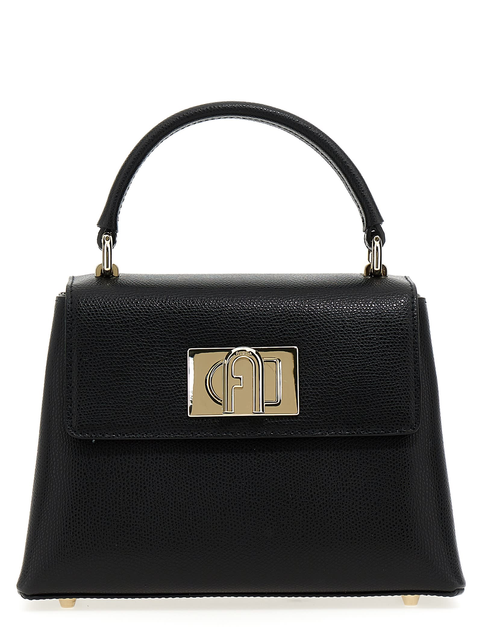 Furla Leather Mini Bag With Detachable Strap And Metal Hardware In Black