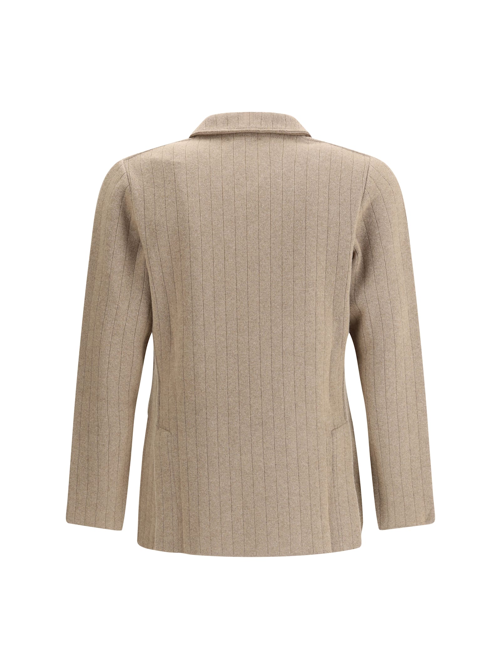 Lardini Double-breasted Knit Jacket In Brown