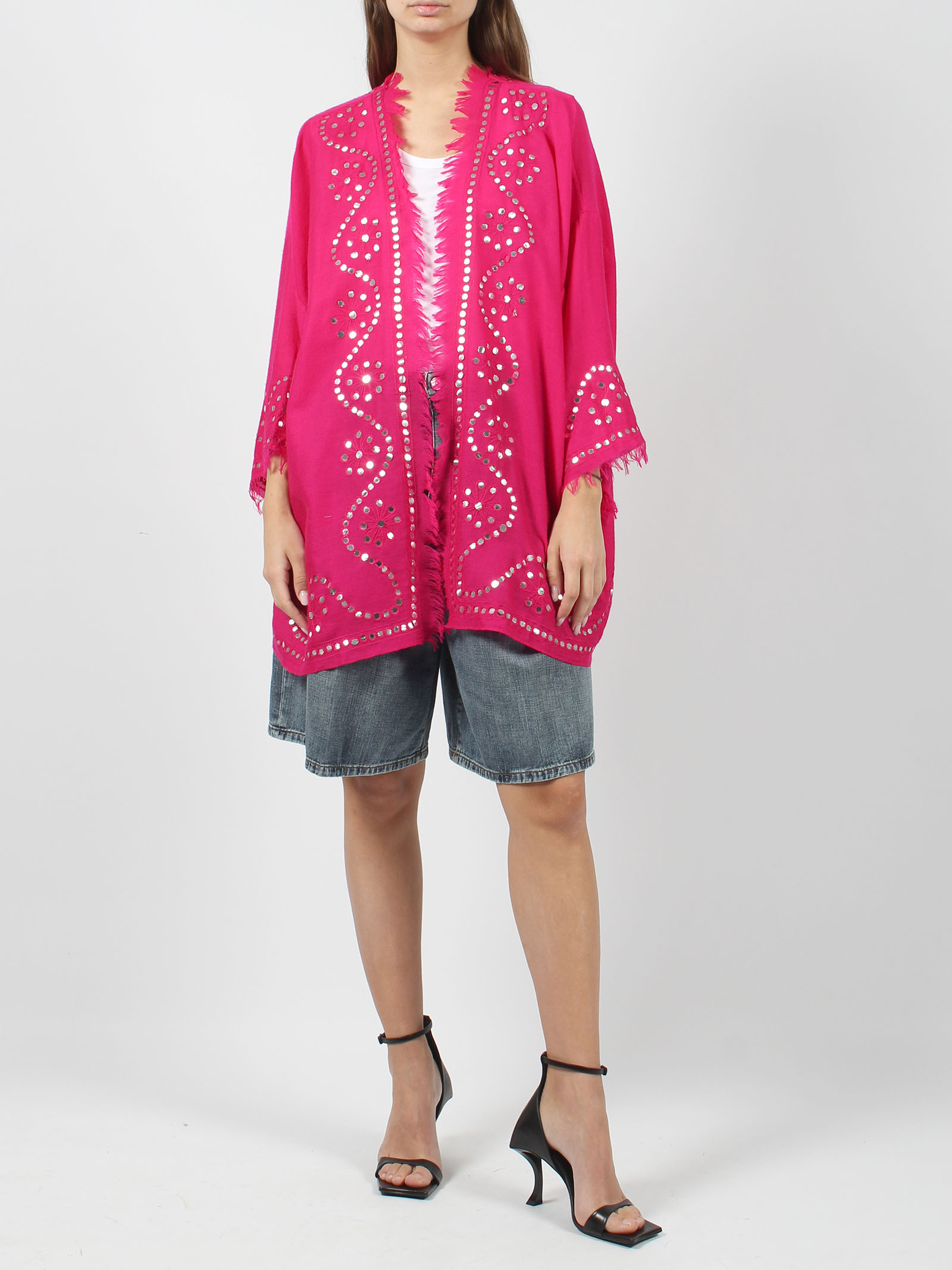 Shop P.a.r.o.s.h Within Embroidered Cardigan In Fuxia