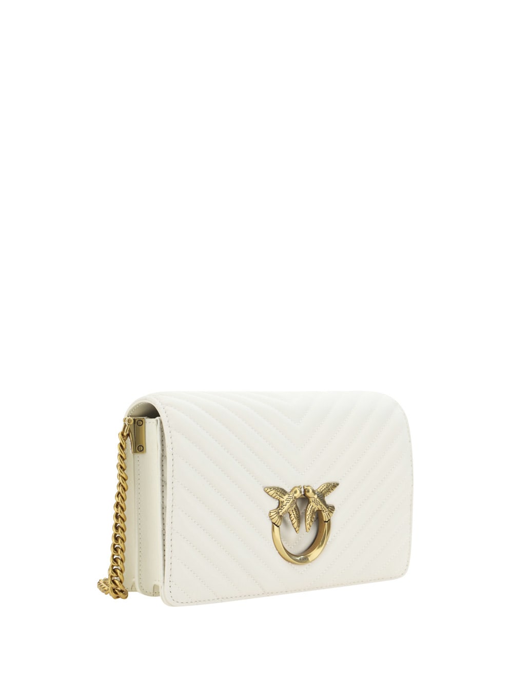 Pinko Love Click Shoulder Bag In Bianco Seta