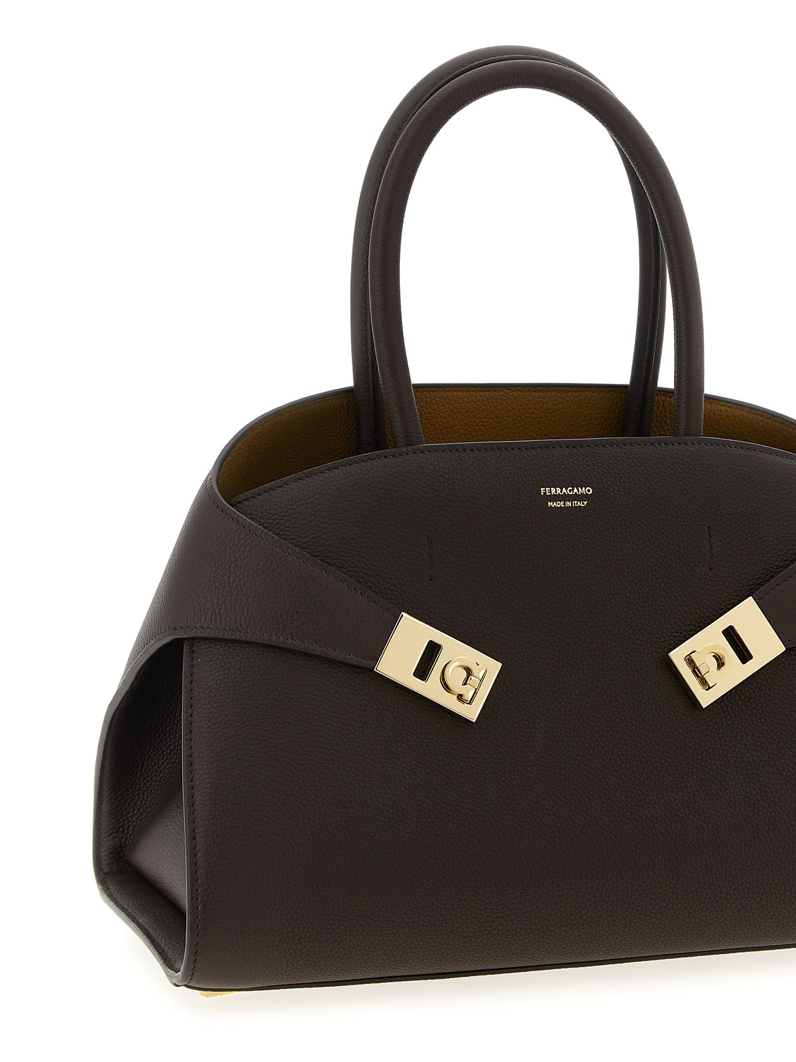 Ferragamo Brown Hug Bicolor Satchel In Brown