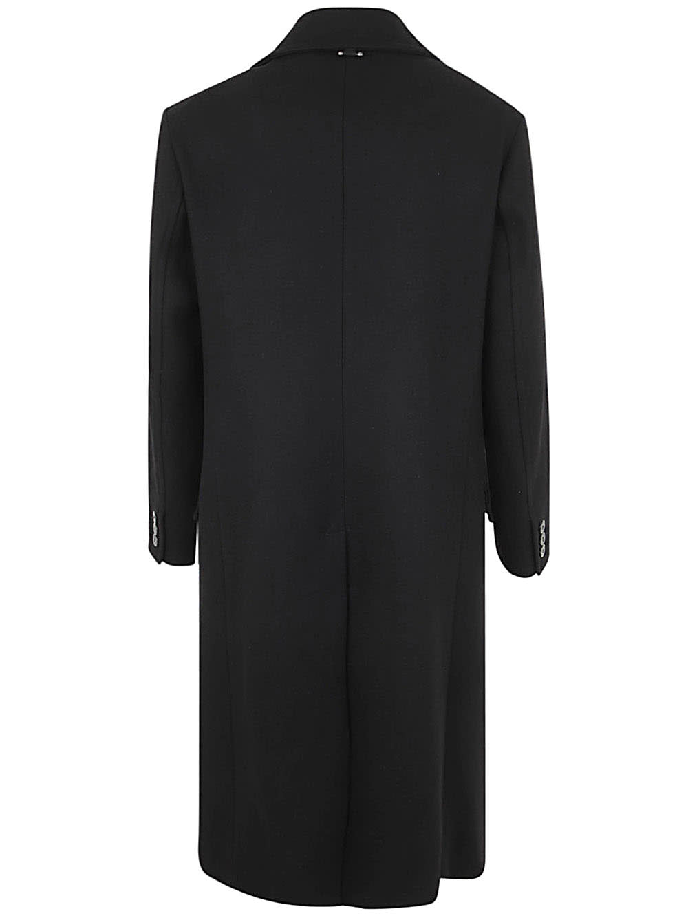 Shop Neil Barrett Wide Slim Double-breasted Long Coat In Black