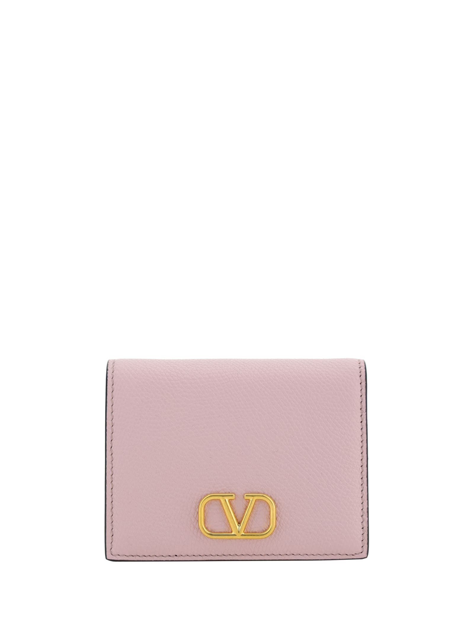 Valentino Garavani Vlogo Flap French Billfold Wallet In Water Lilac