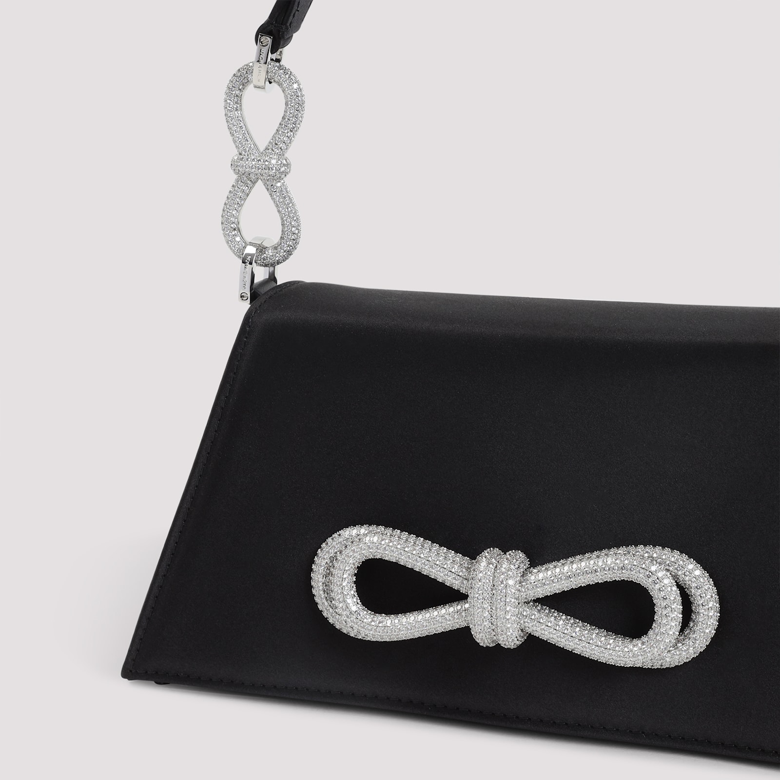 Mach & Mach Mach&mach Samatha Double Bow Satin Shoulder Bag In Black