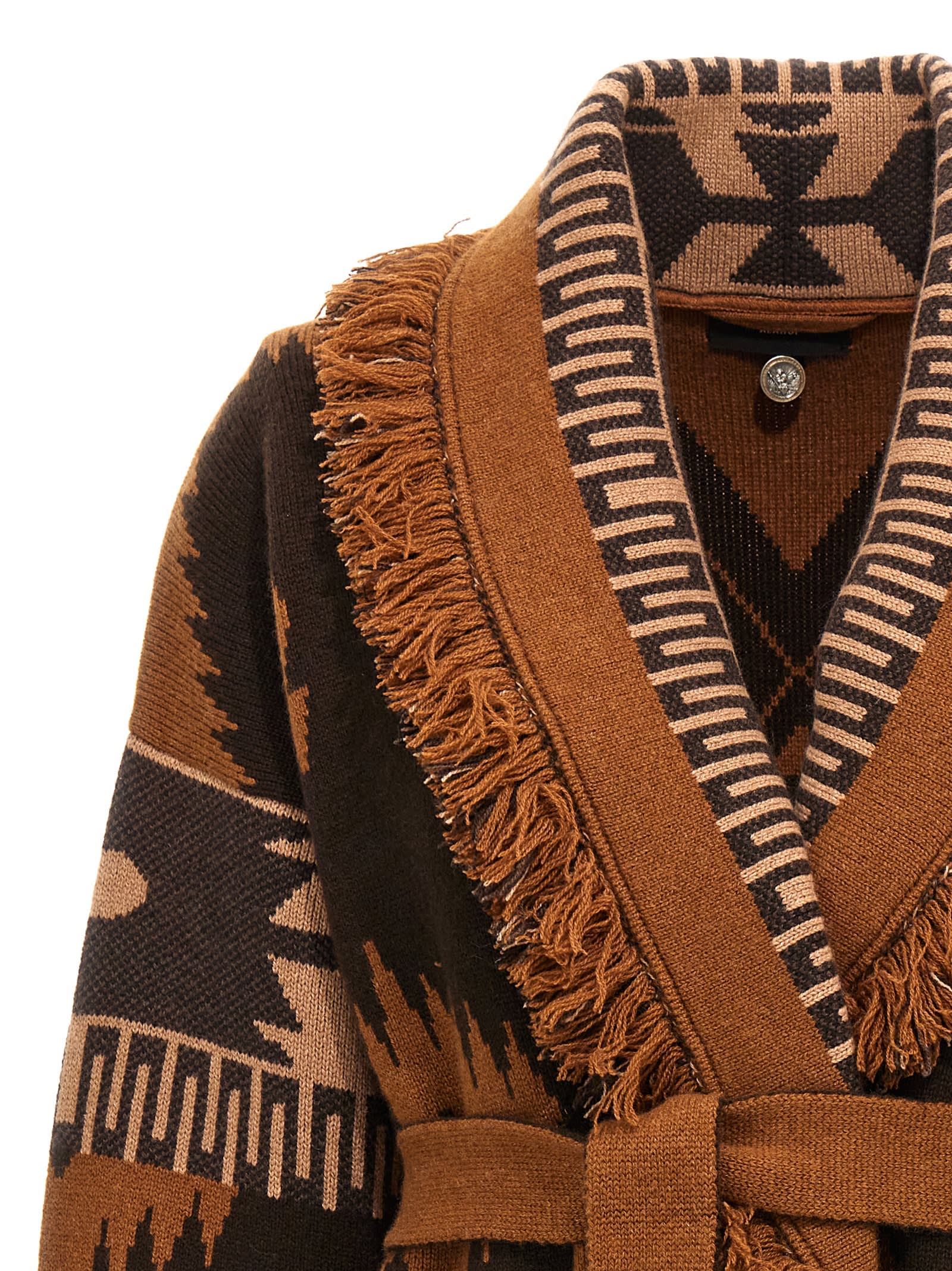 Shop Alanui Icon Cardigan In Brown