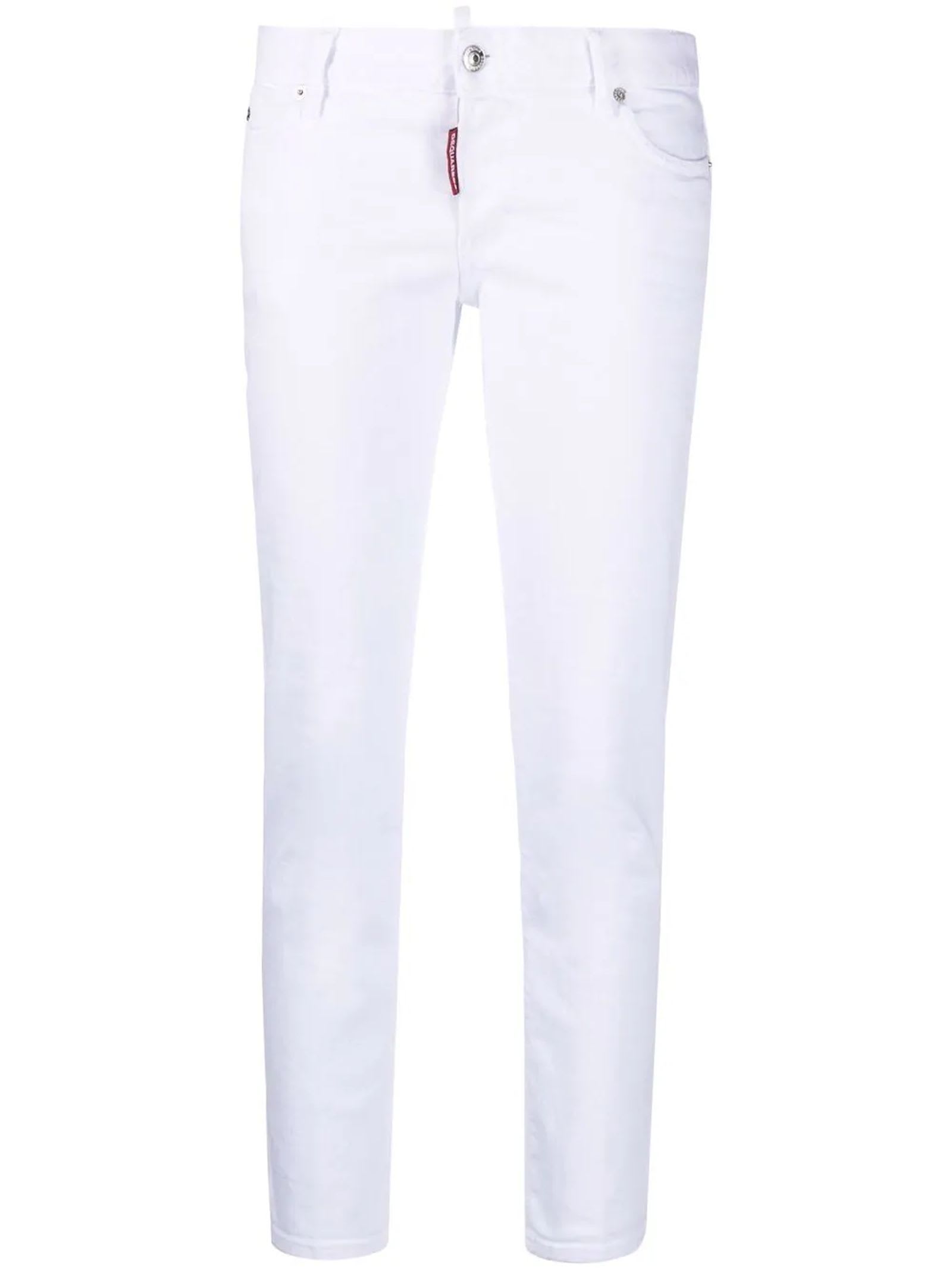 Dsquared2 White Stretch-cotton Blend Jeans