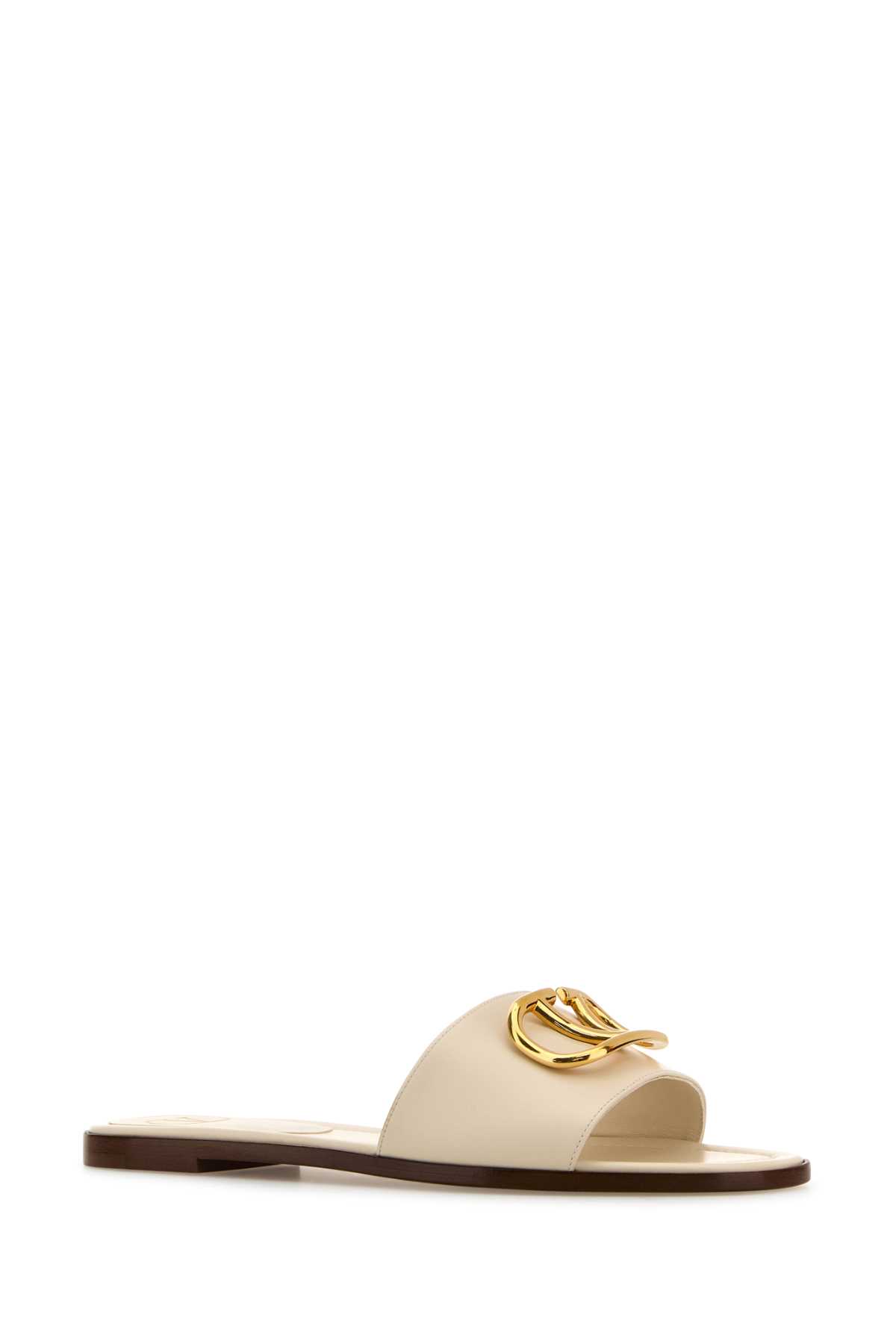 Valentino Garavani Women White Leather Vlogo Slippers In White