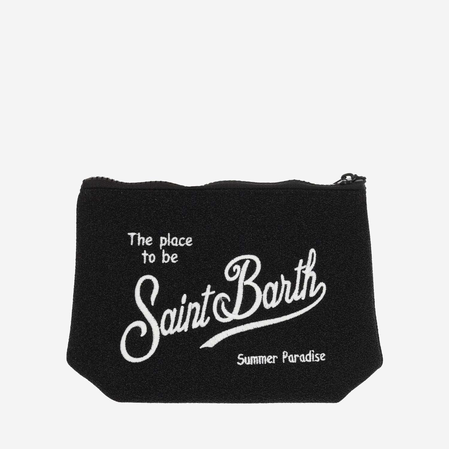 Shop Mc2 Saint Barth Scuba Clutch Bag With Logo In Black