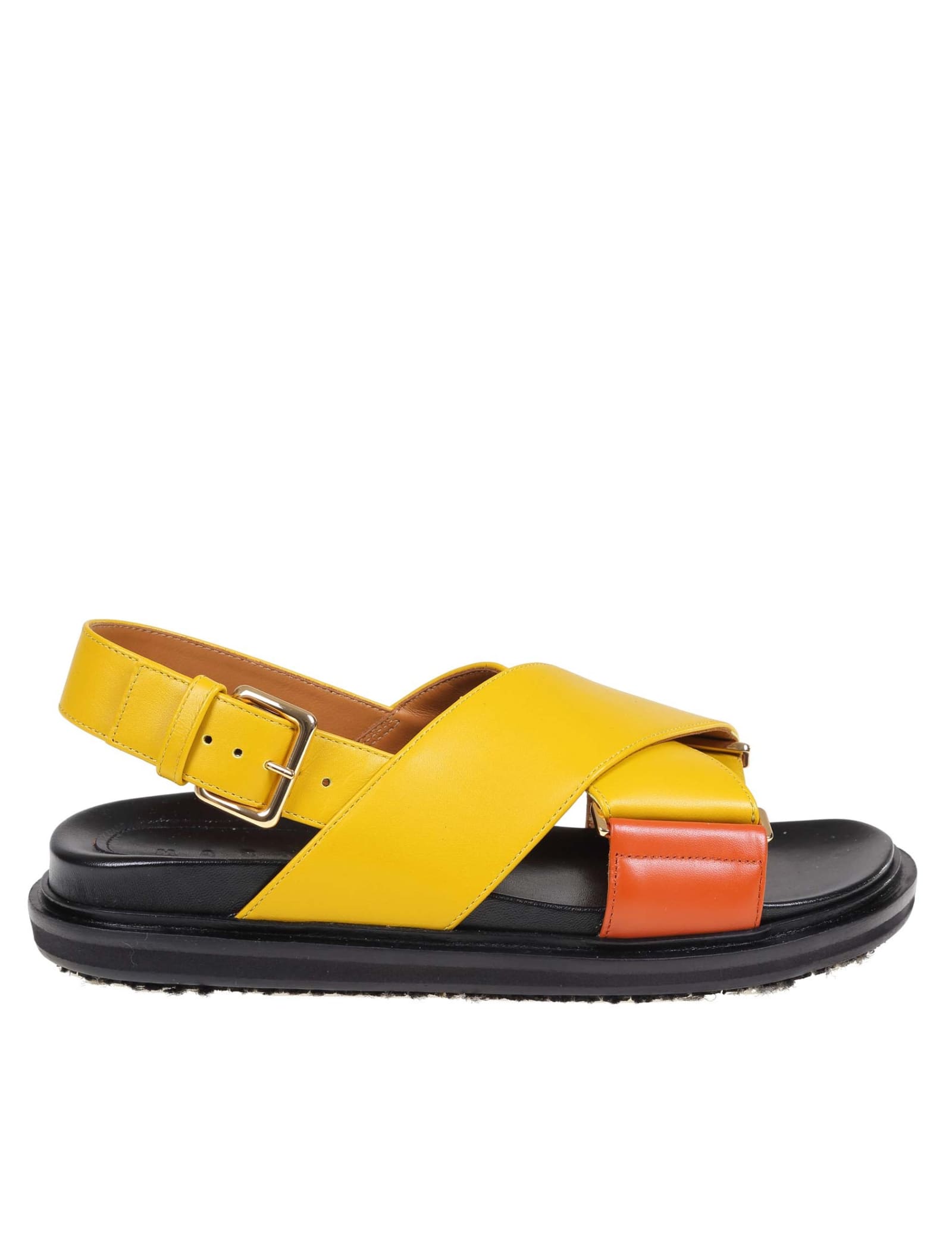 Marni Fussbett Sandal In Yellow Leather