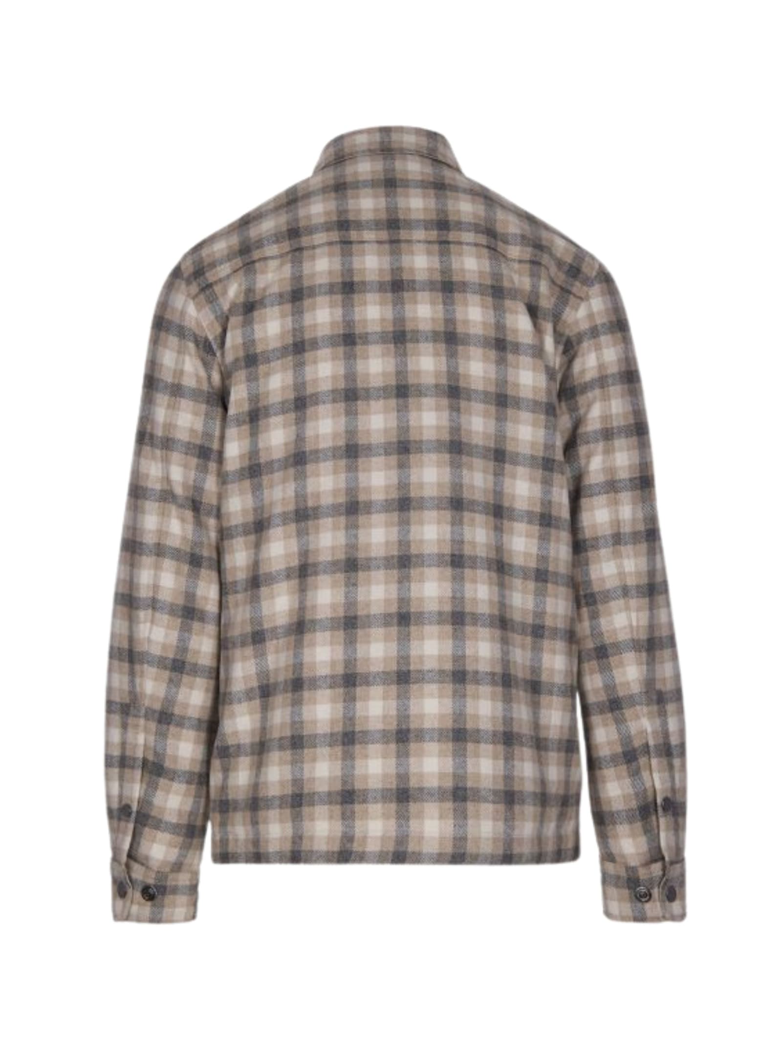 Woolrich Plaid Pattern Collared Jacket Chest Pockets In Brown