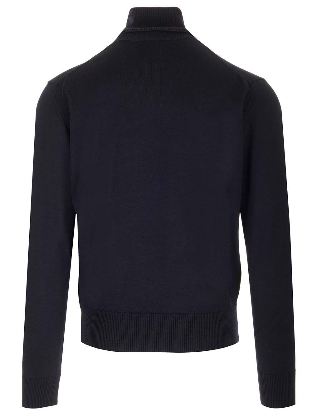 Shop Ami Alexandre Mattiussi Navy Blue Turtleneck Sweater