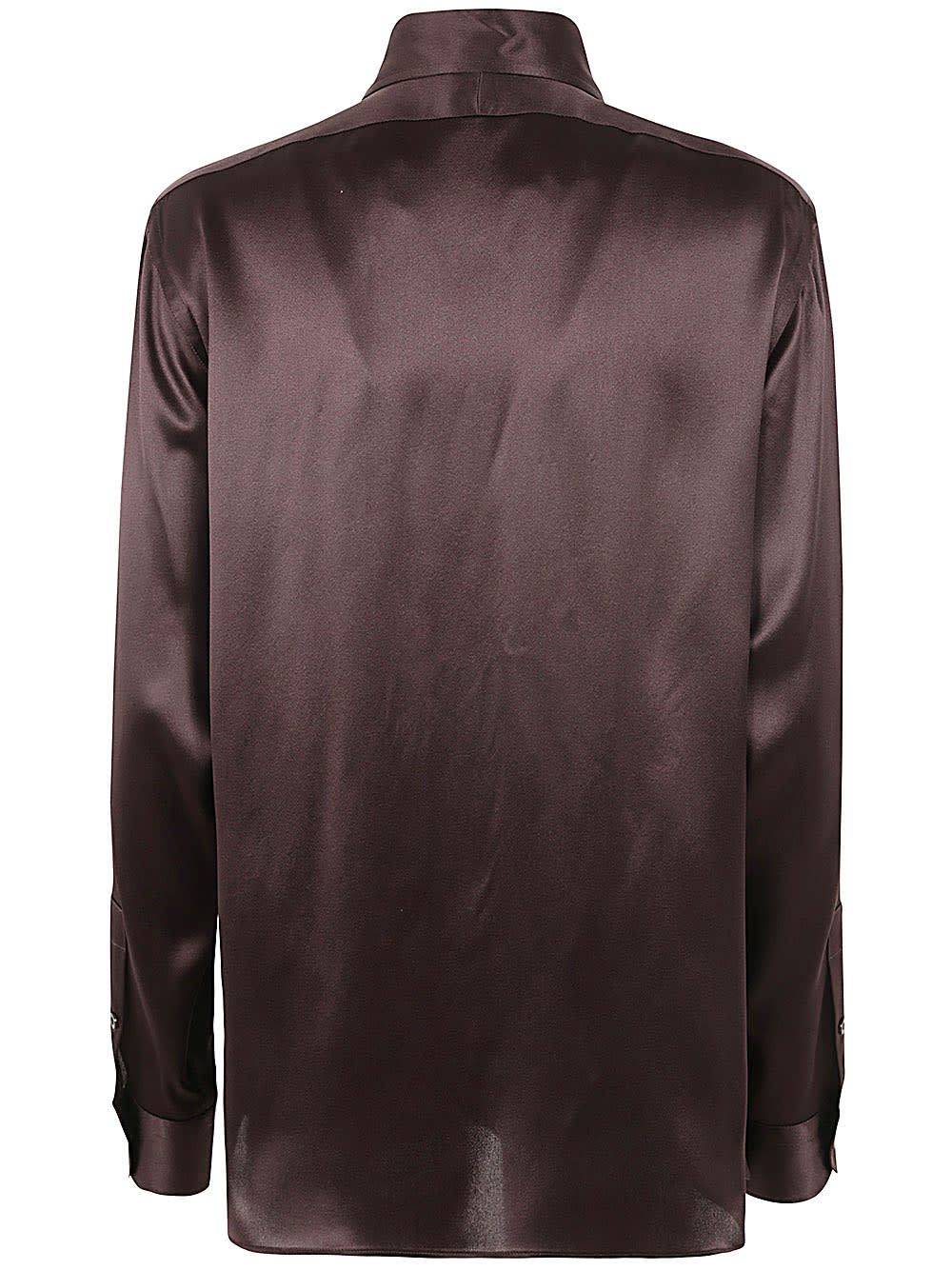 Shop Tom Ford Fluid Charmeuse Silk Shirt In Mahogany