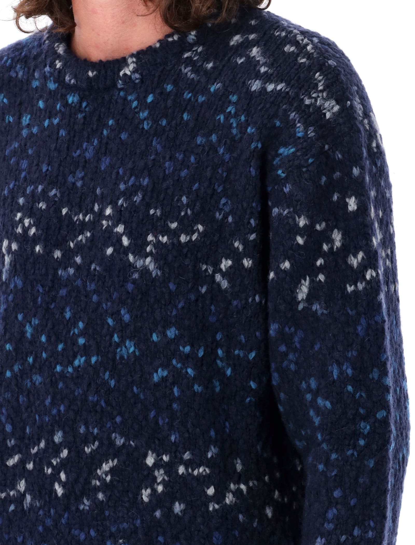 Shop Ymc You Must Create Speckled Knit Sweater In Navy