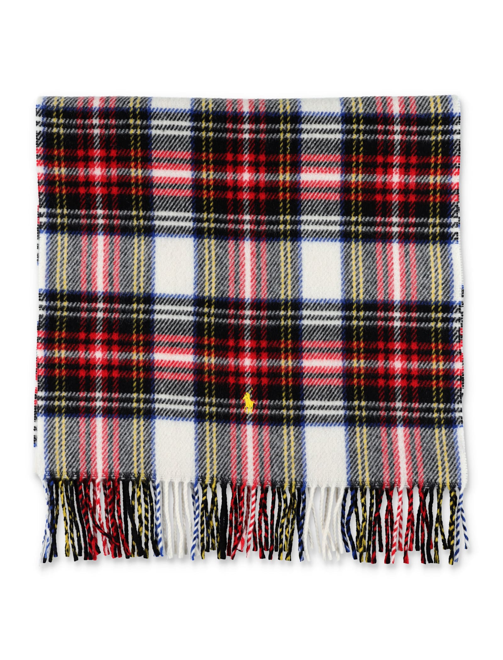 Polo Ralph Lauren Multicolor Tartan Scarf With Decorative Fringes In Brown