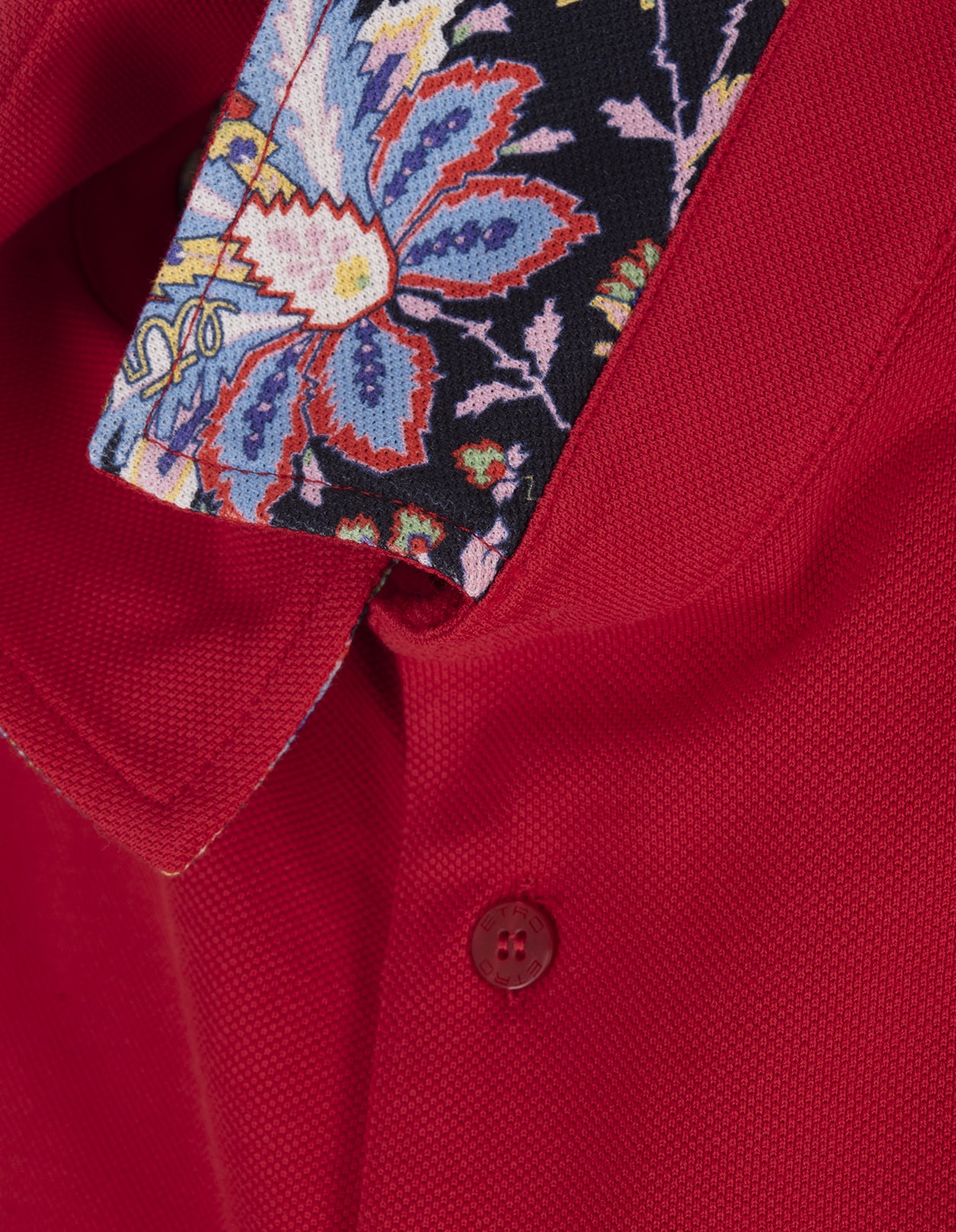 Shop Etro Red Polo Shirt With Embroidered Pegasus