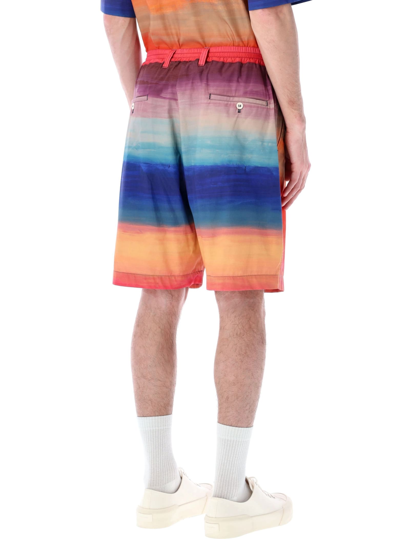 Marni Cotton Bermuda Shorts In Multicolor