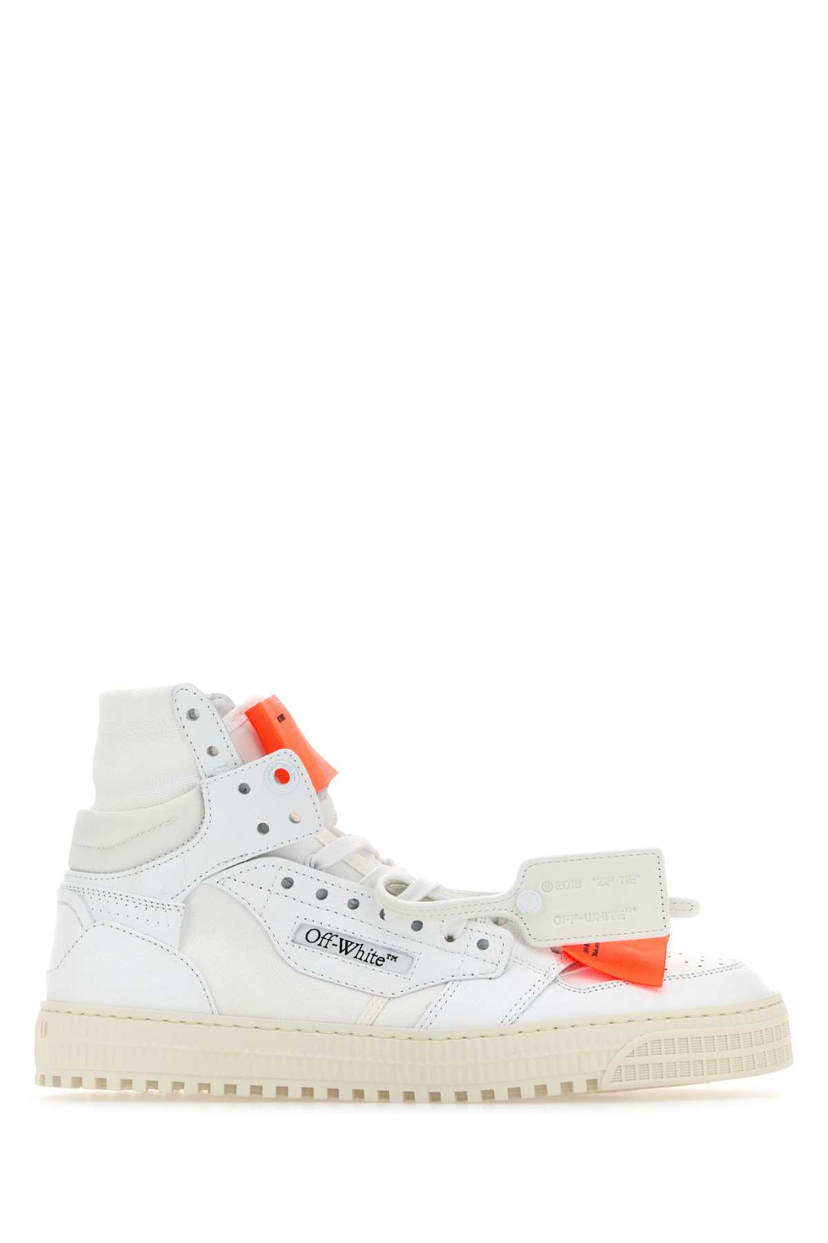 OFF-WHITE WHITE LEATHER AND CANVAS 3.0 OFF COURT SNEAKERS