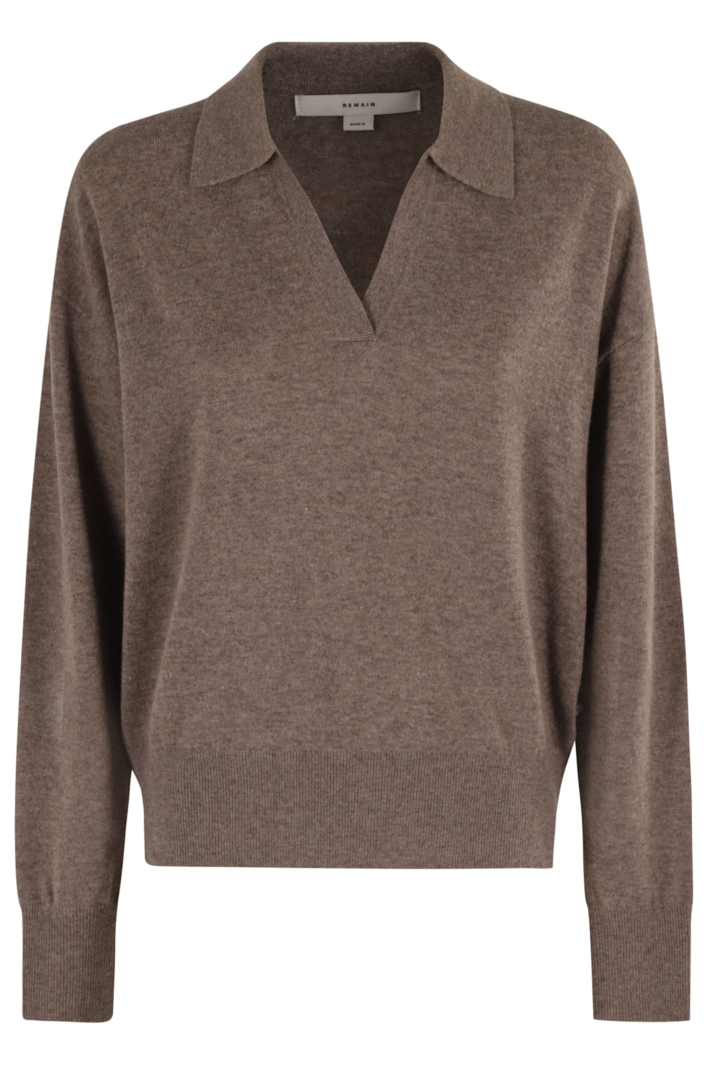 Remain Birger Christensen Remain Knit Polo Sweater In Brown