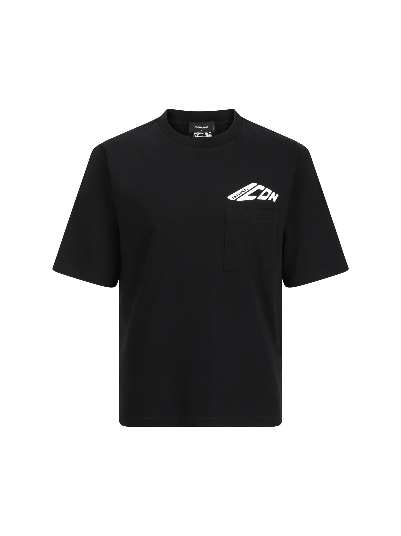 Dsquared2 Graphic Print Cotton Jersey T-shirt In Black