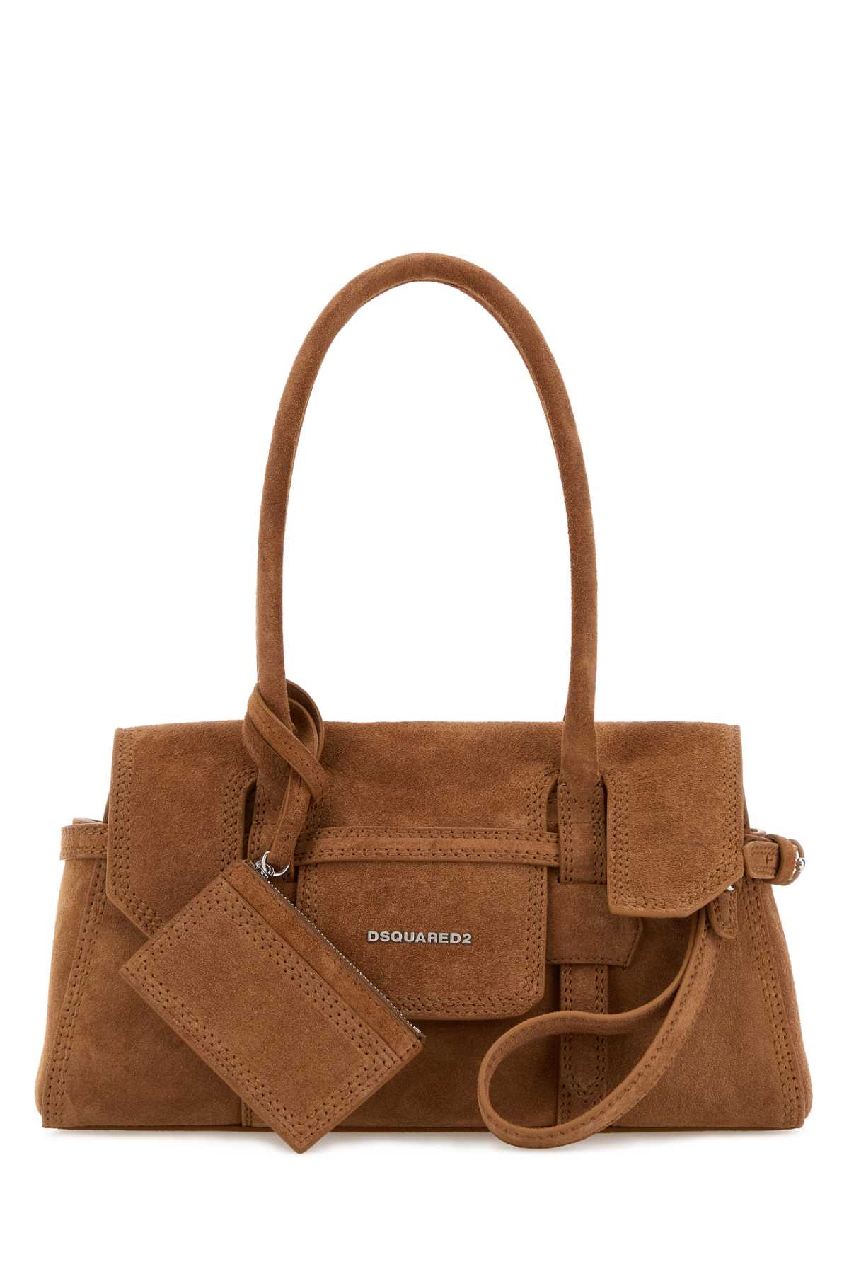 Dsquared2 Camel Suede Shoulder Bag In Brown