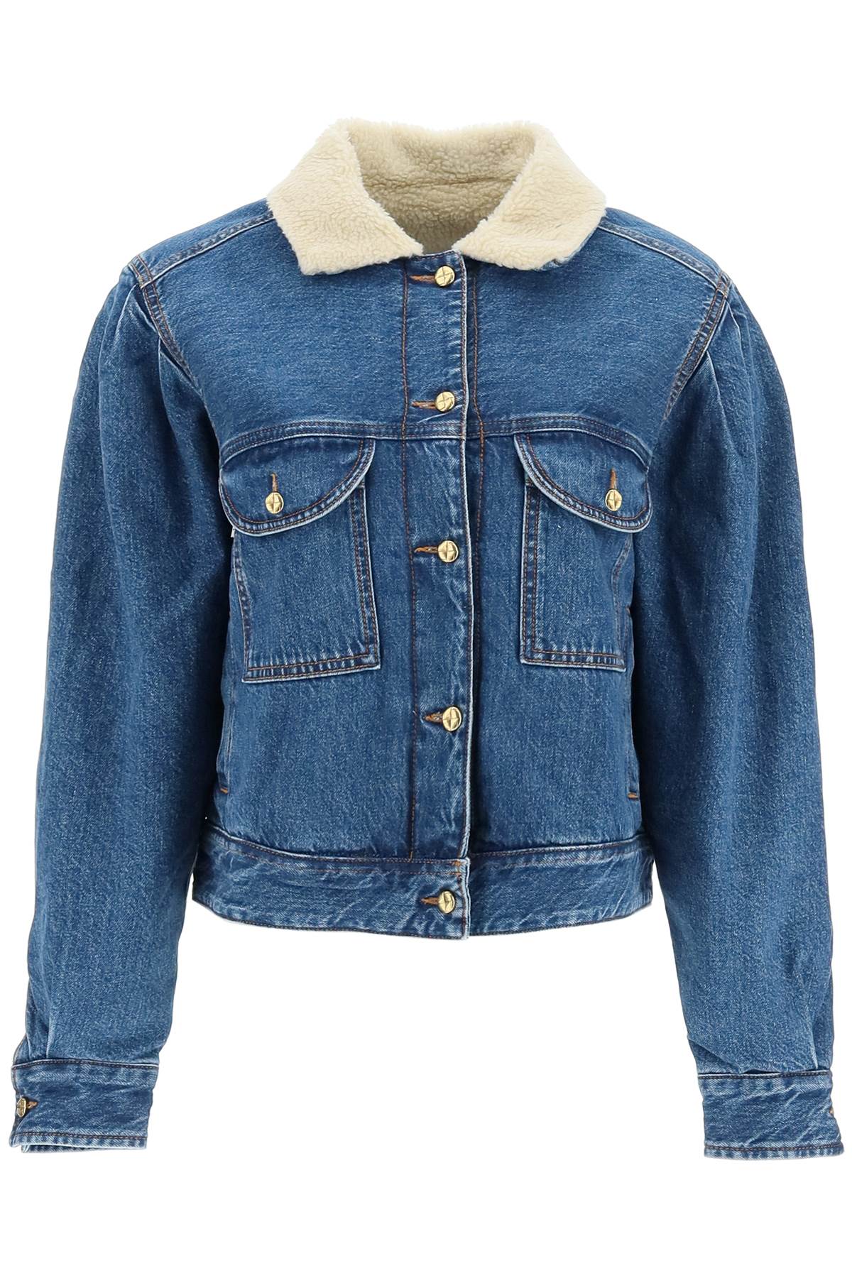 Blazé Milano Blaze Milano 'shire Sapphire' Denim Jacket With Teddy Fleece Lining In Sapphire (blue)