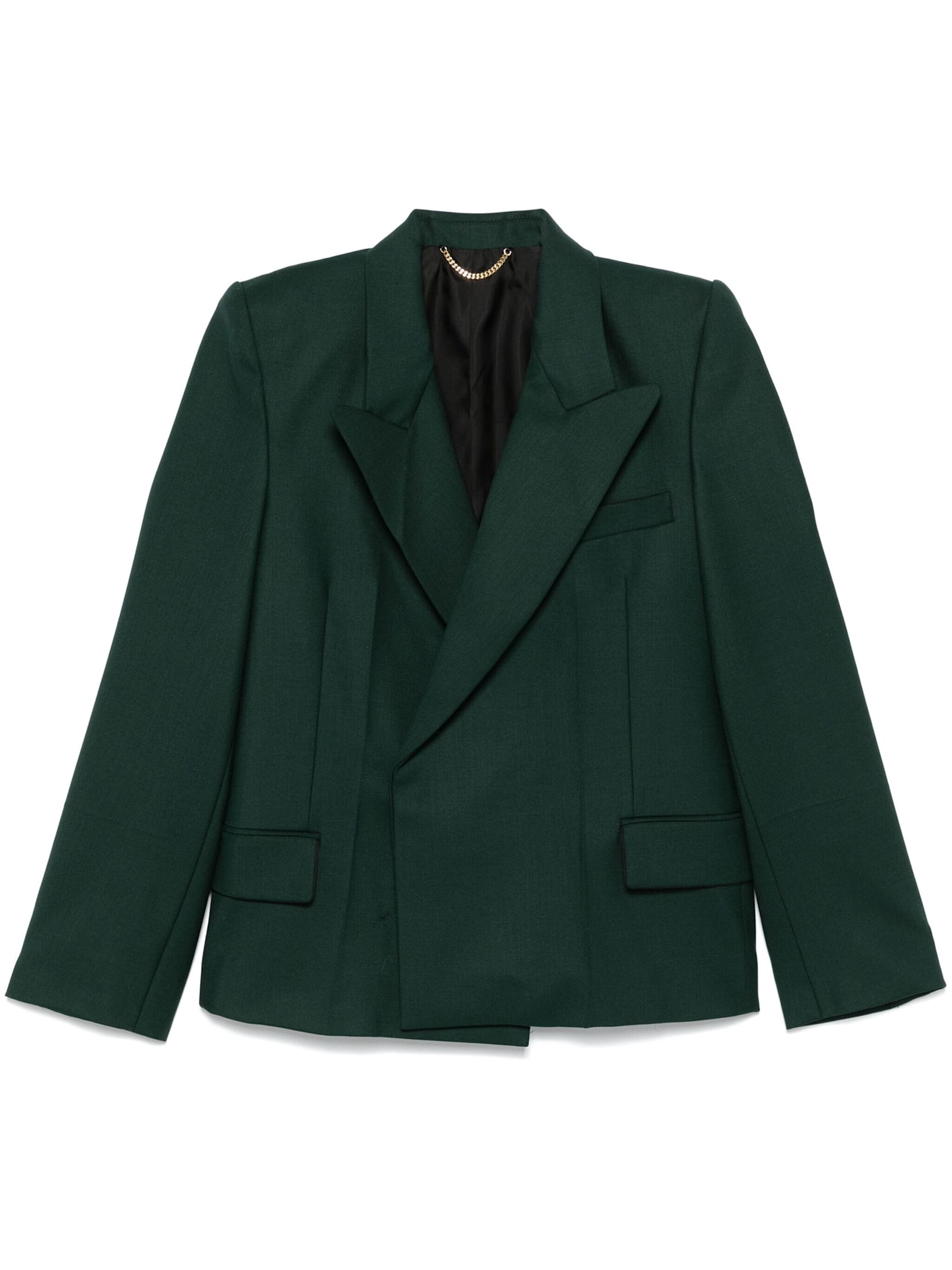 Shop Victoria Beckham Pointed Should Jacket In Seaweed