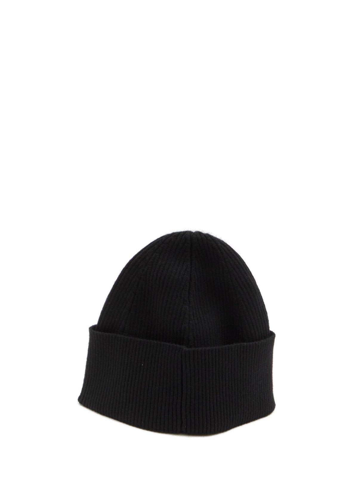 Shop Saint Laurent Logo Patch Beanie In Black