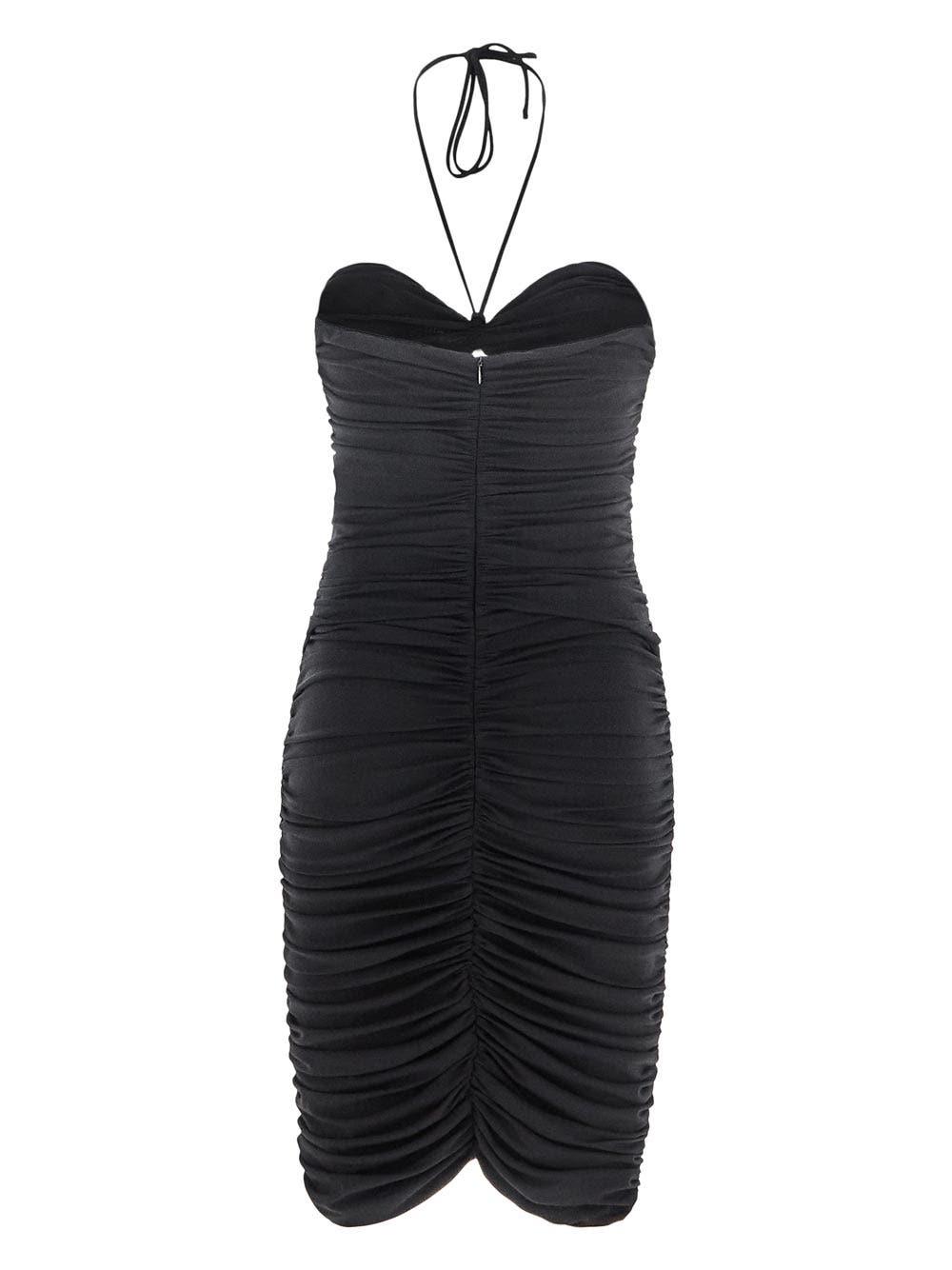 Magda Butrym Ruched Cutout Stretch-jersey Halterneck Mini Dress In Black