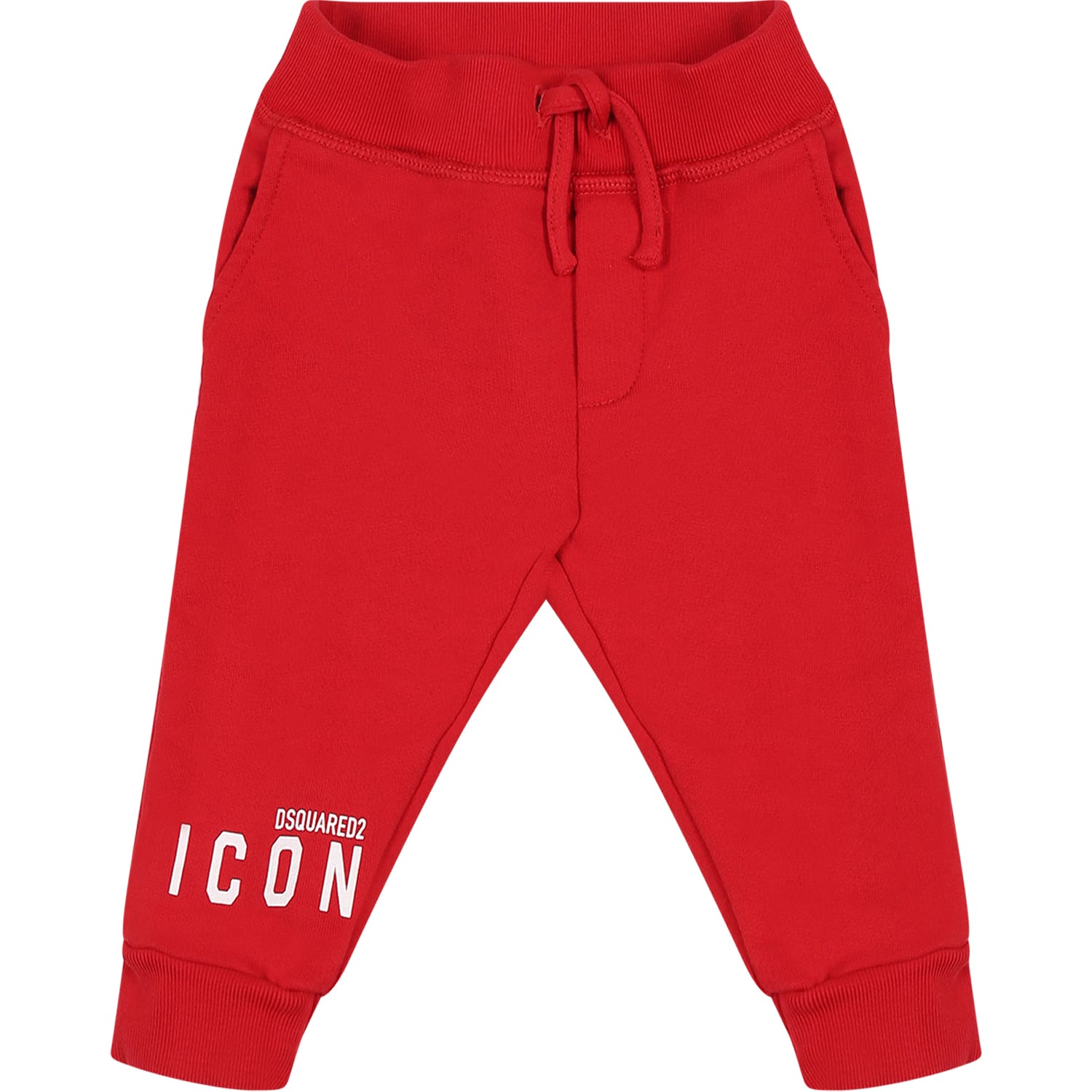 DSQUARED2 RED TROUSERS FOR BABY BOY WITH LOGO