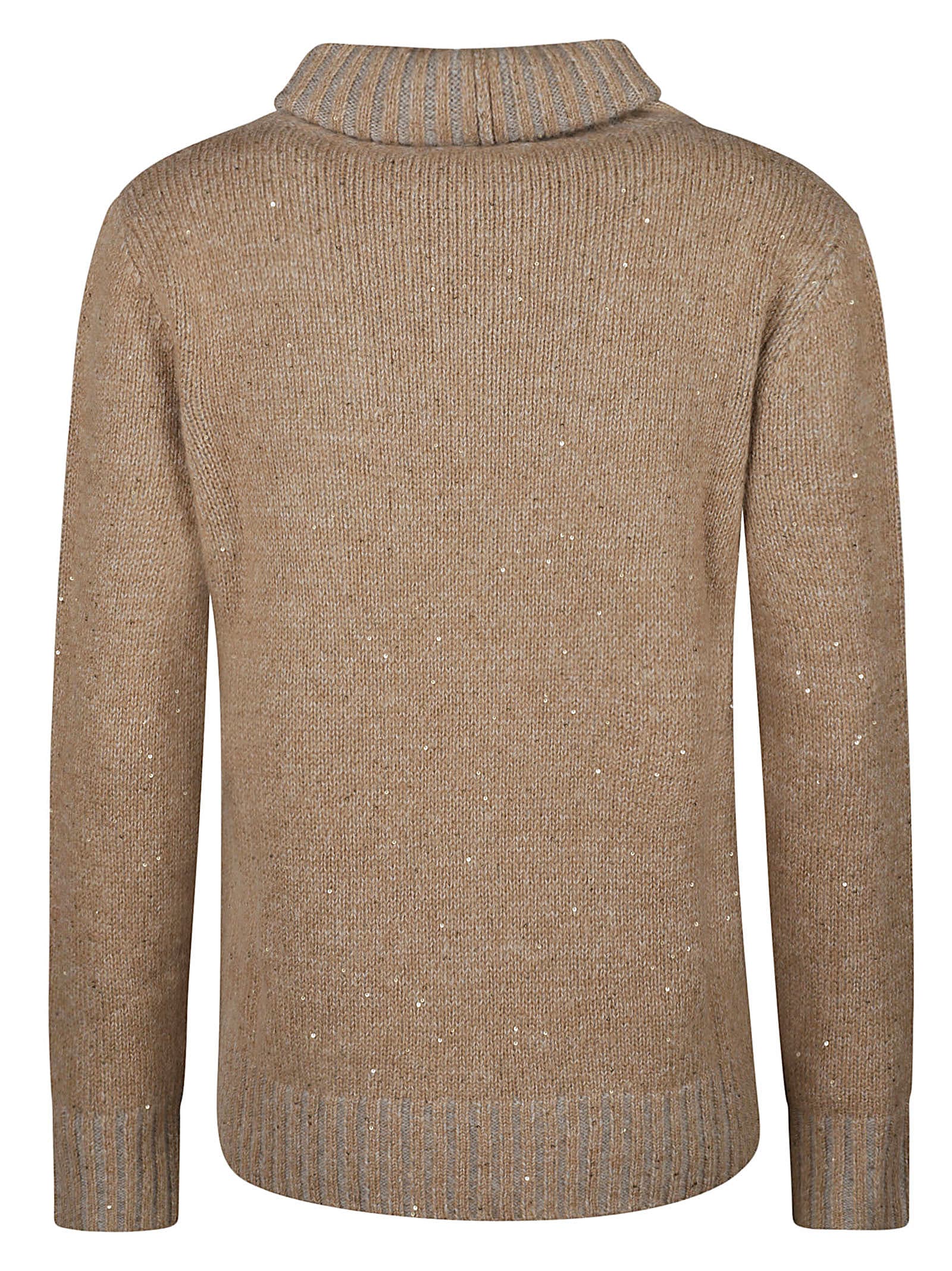 Fabiana Filippi High-neck Wool Jersey Sweater In Cammello