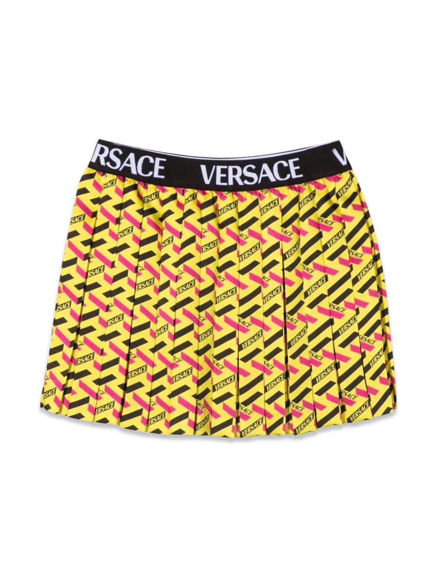 Versace Kids' Skirt Twill Monogram + Elastico Logo In Yellow