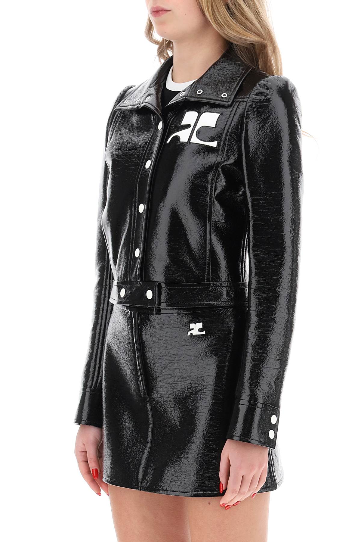 Shop Courrèges Re-edition Jacket In Coated Cotton In Black (black)