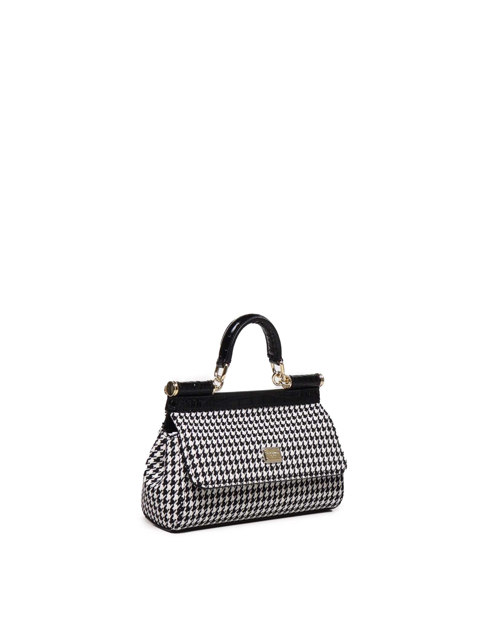 Shop Dolce & Gabbana Small Sicily Bag In Pied De Poule In Pied Poule