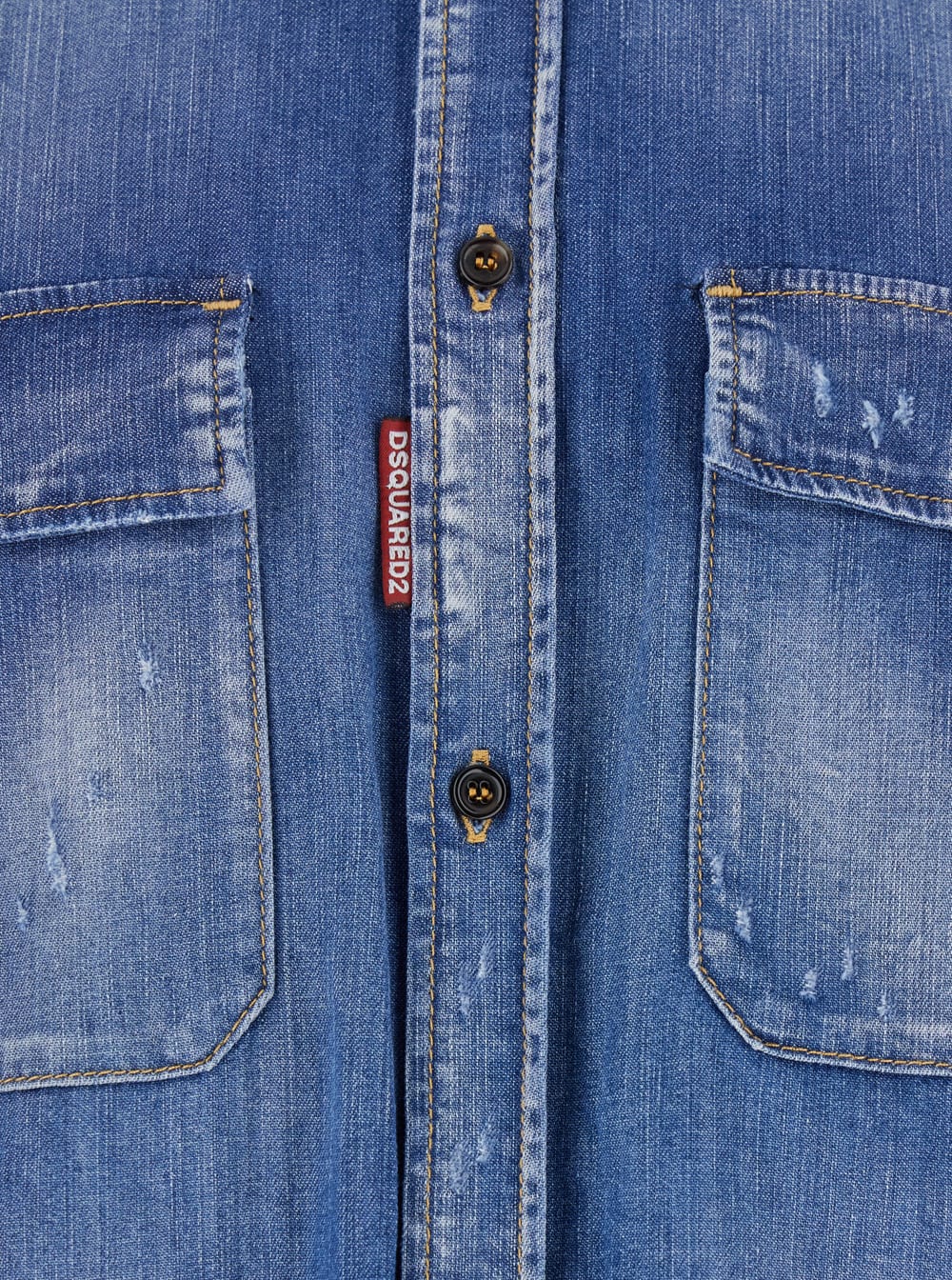 Dsquared2 Light Blue Jacket With Classic Collar And Logo Patch On The Front In Denim Man In Navy Blue