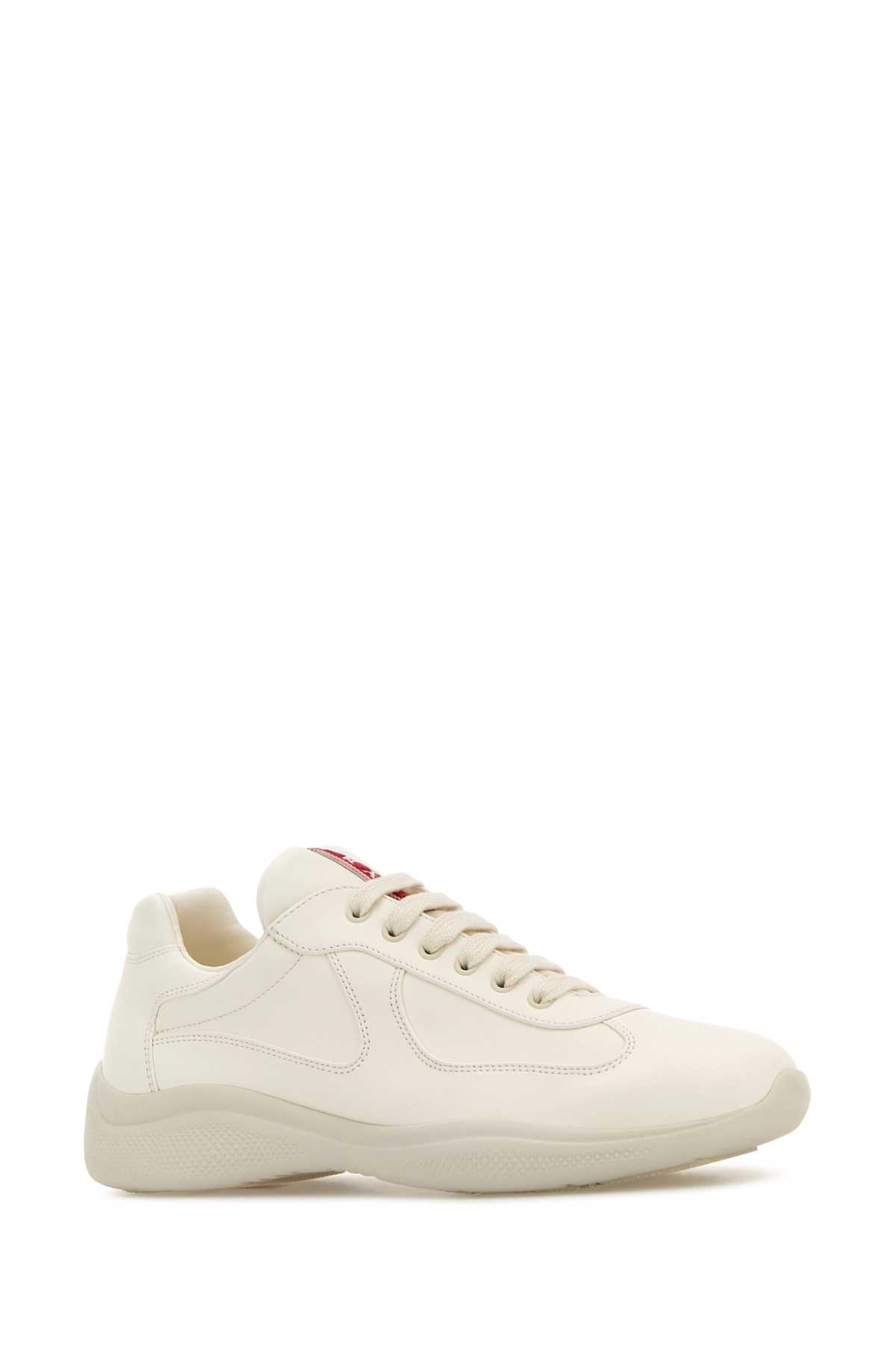 PRADA IVORY NAPPA LEATHER SNEAKERS