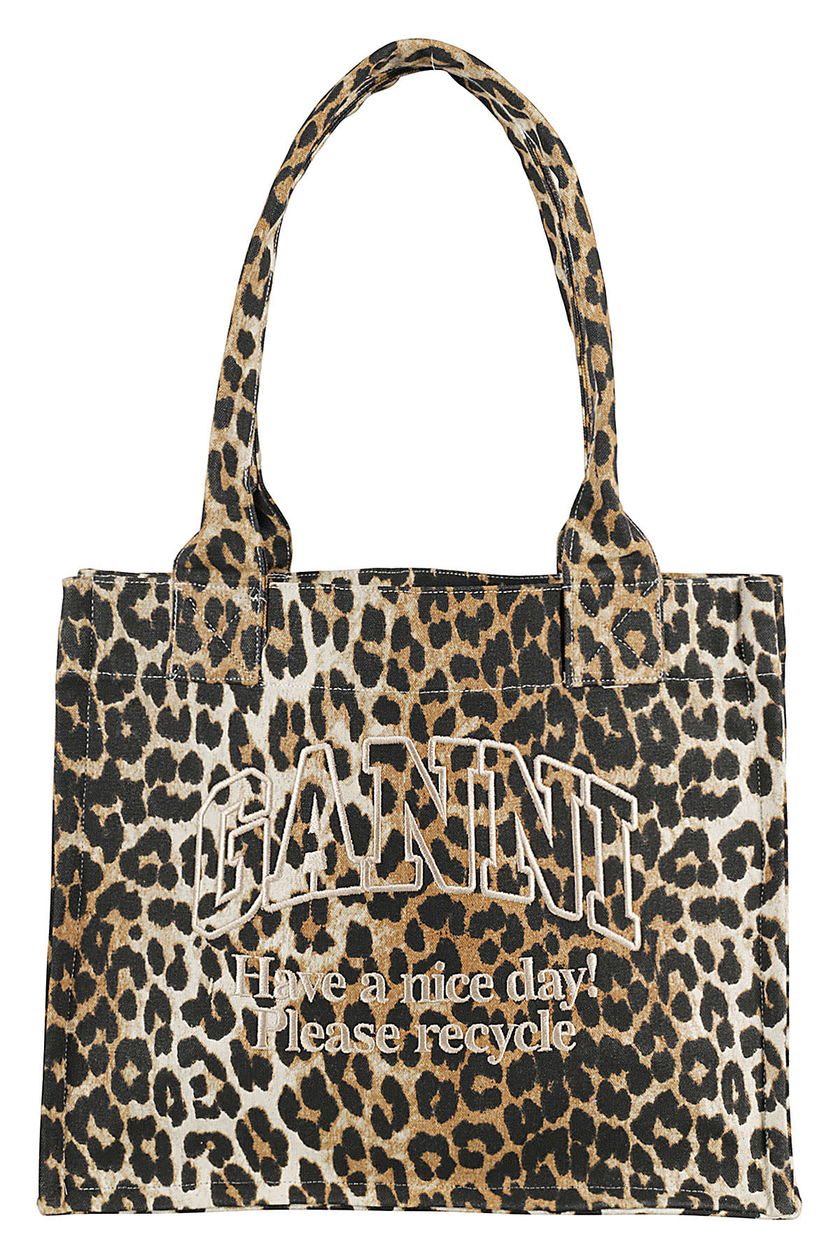 Ganni Large Easy Shopper Print In Leopard